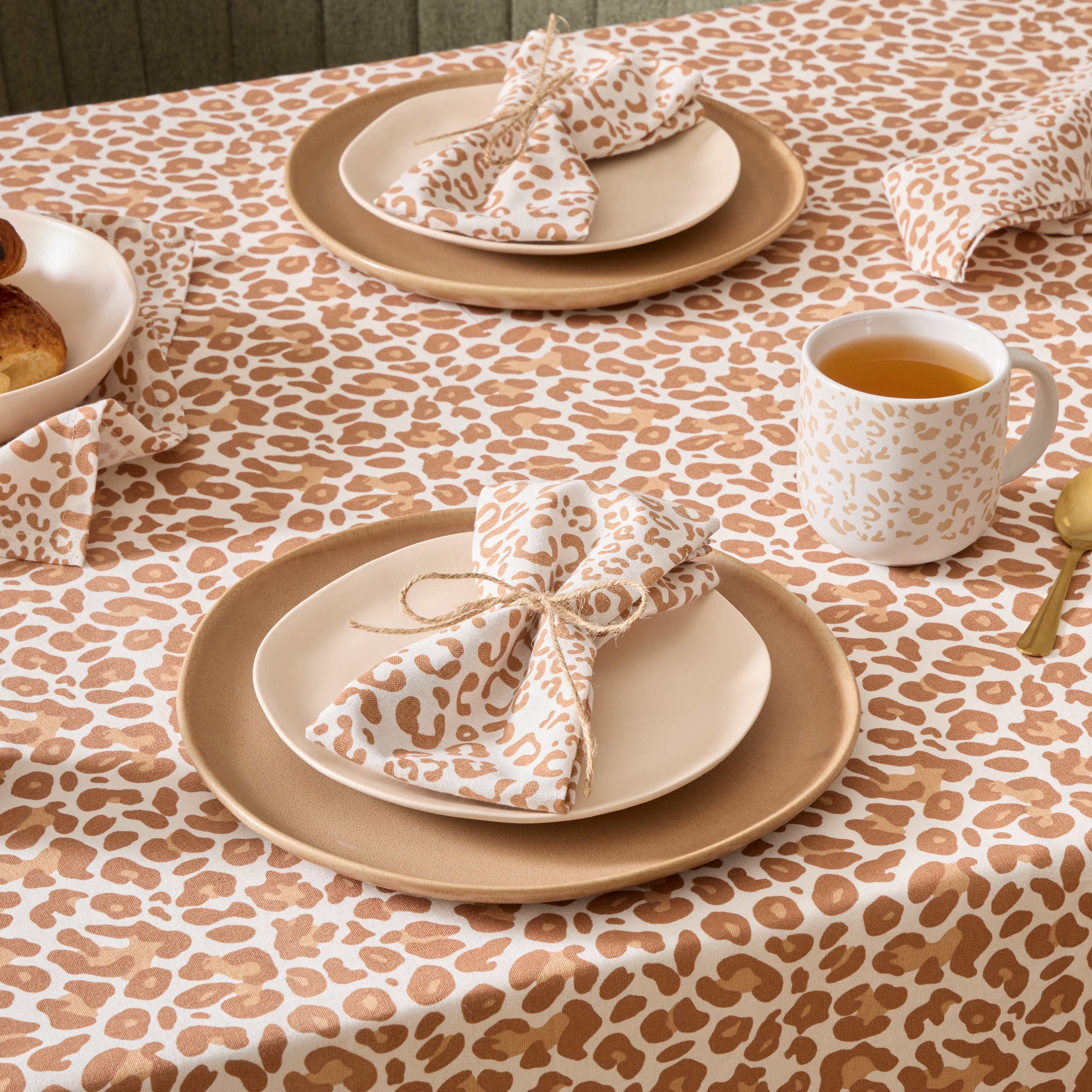 Atmosphera Servetten Leopadi 40x40cm - Set van 4 stuks - Katoen - Oranje