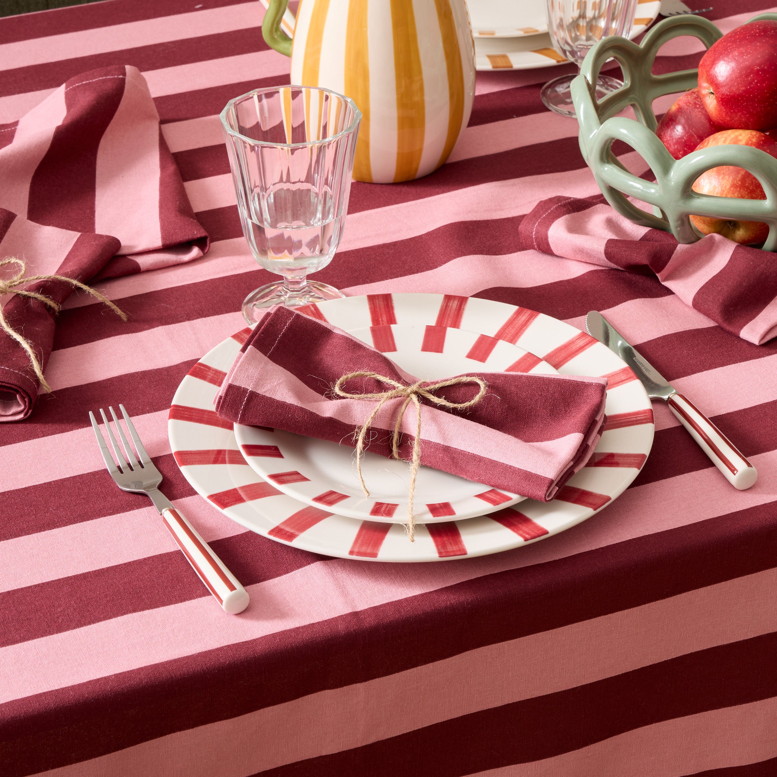 Atmosphera Servetten Chéri 40x40cm - Set van 4 stuks - Katoen - Roze