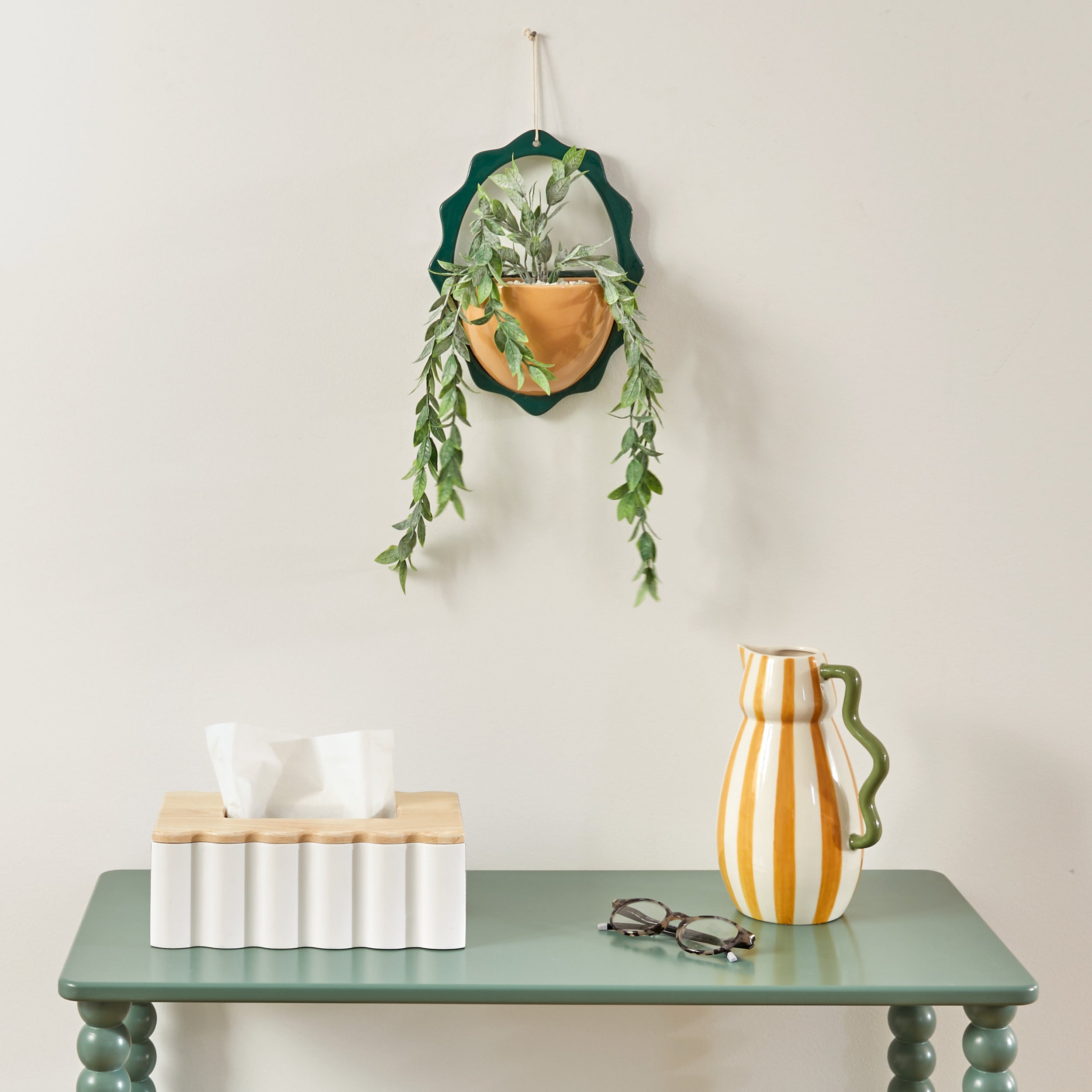 Atmosphère plante artificielle plante suspendue avec pot - 16x16x31cm - noir / vert