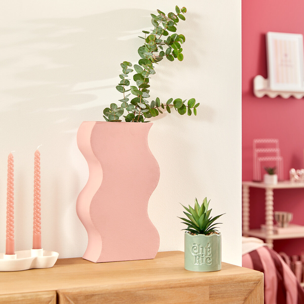 Atmosphera Chéri Gietijzeren vaas - 21x8x35cm - Roze