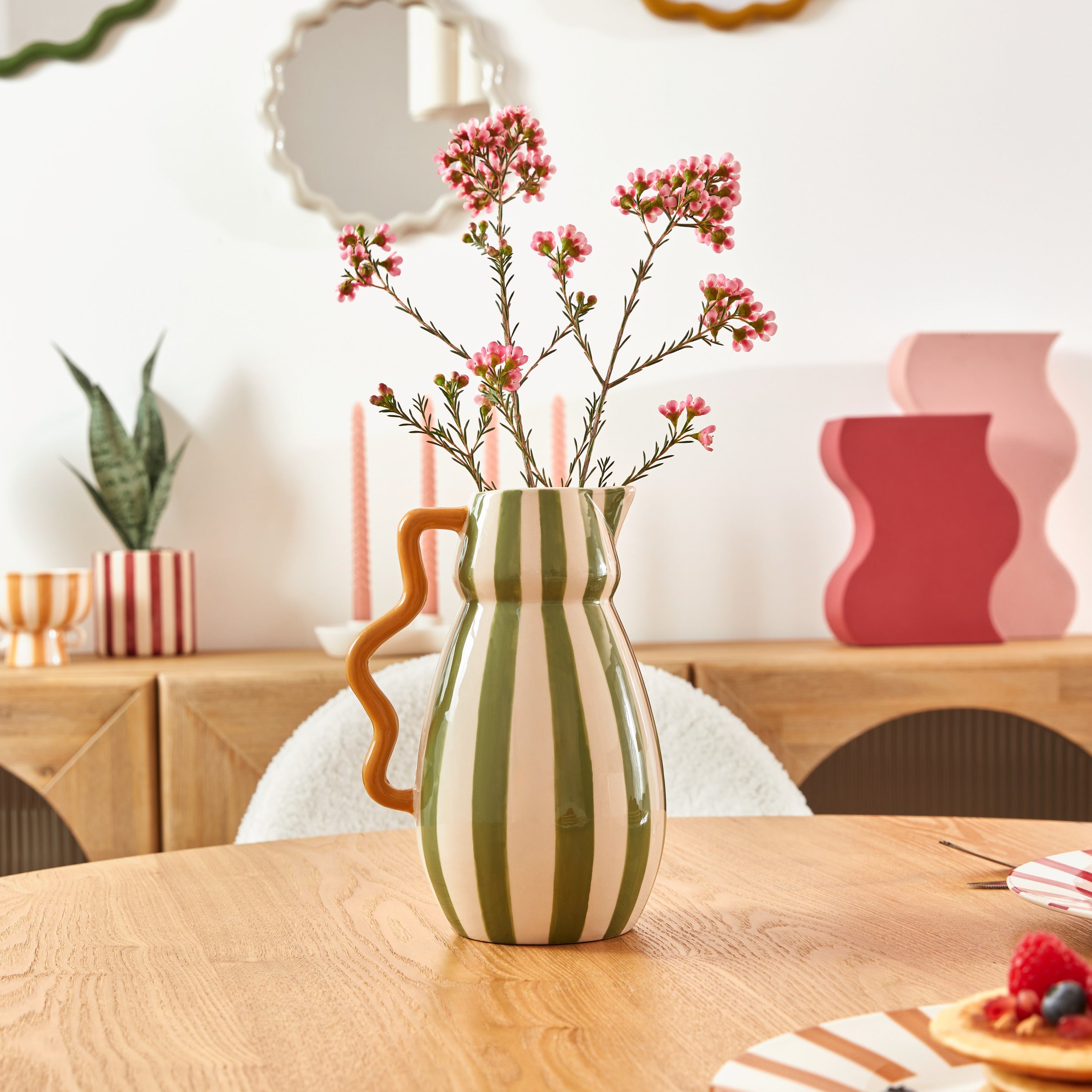 Atmosphera Chéri Keramieken Vaas - Ø15xH21cm - Groen