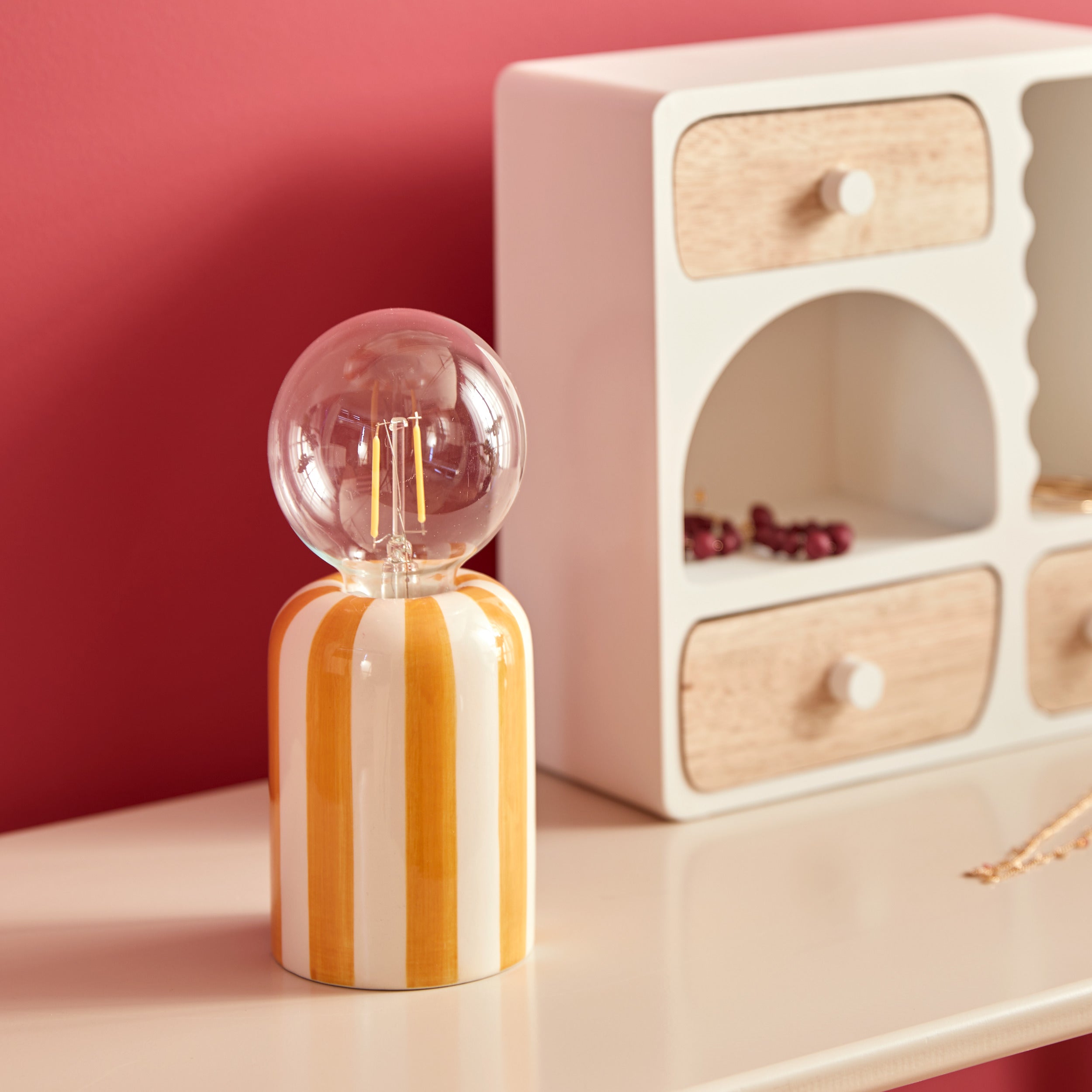 Atmosphera Rico Tafellamp - Ø8xH20cm - Oker