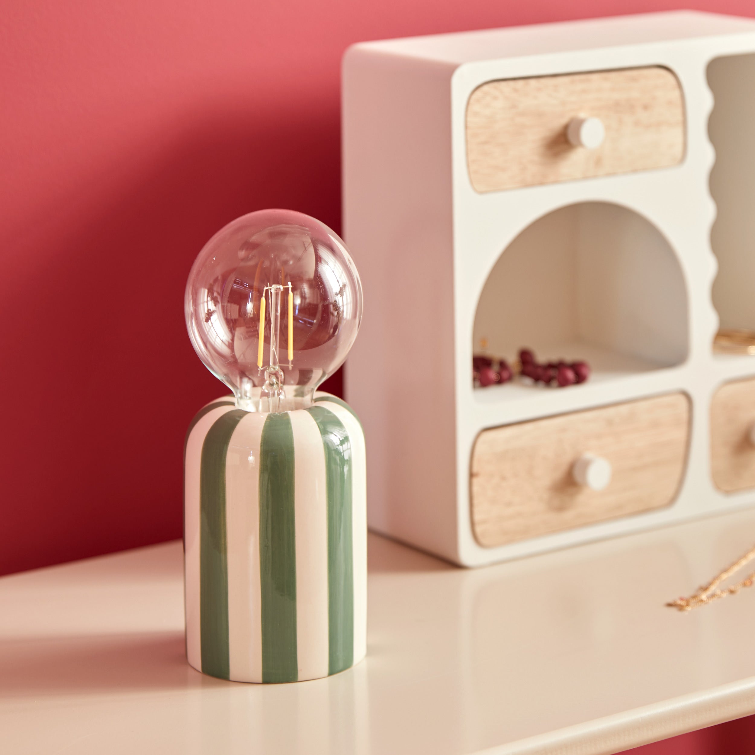 Atmosphera Rico Tafellamp - Ø8xH20cm - Groen