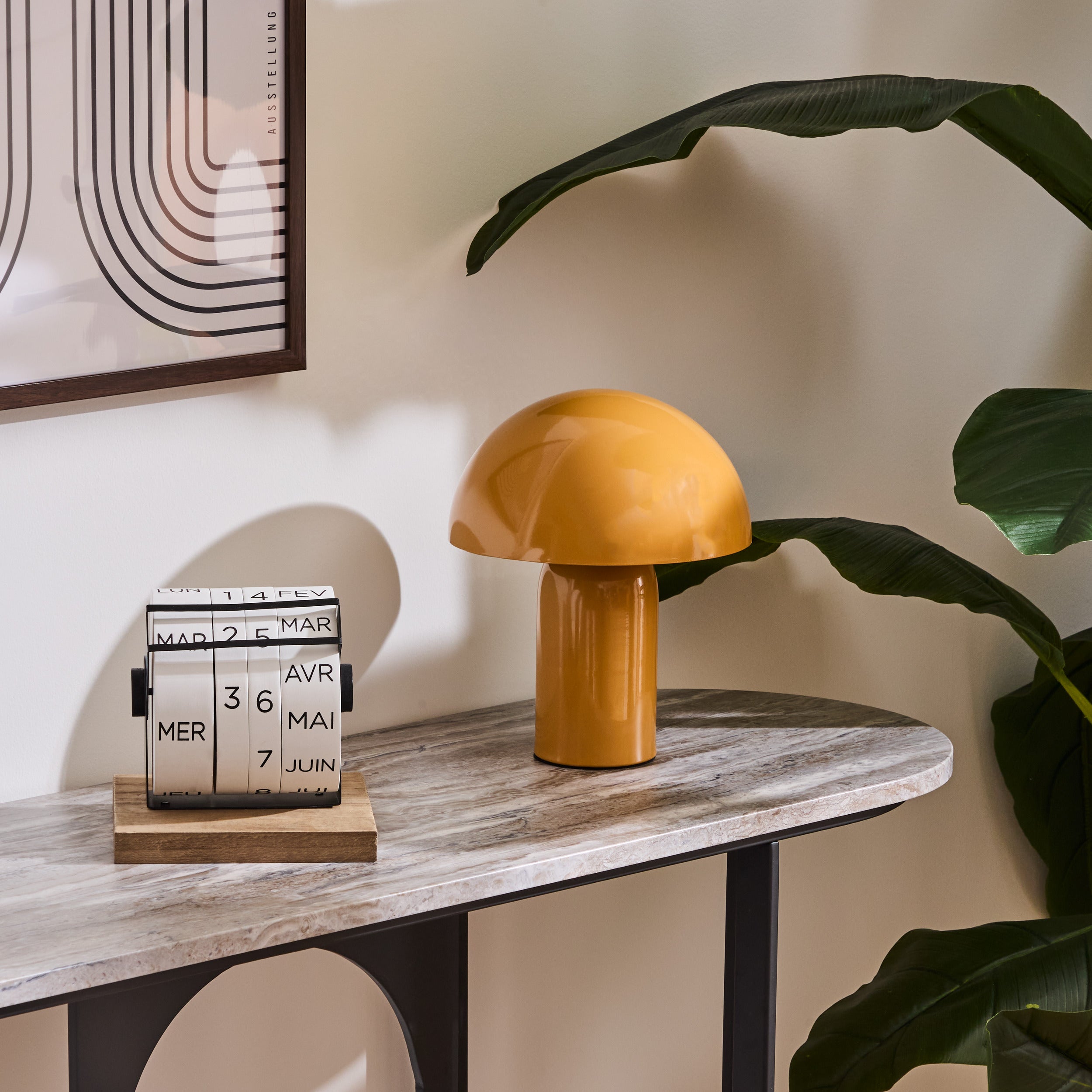 Atmosphera Lito Tafellamp/Paddenstoellamp - Ø20xH25cm - Oranje