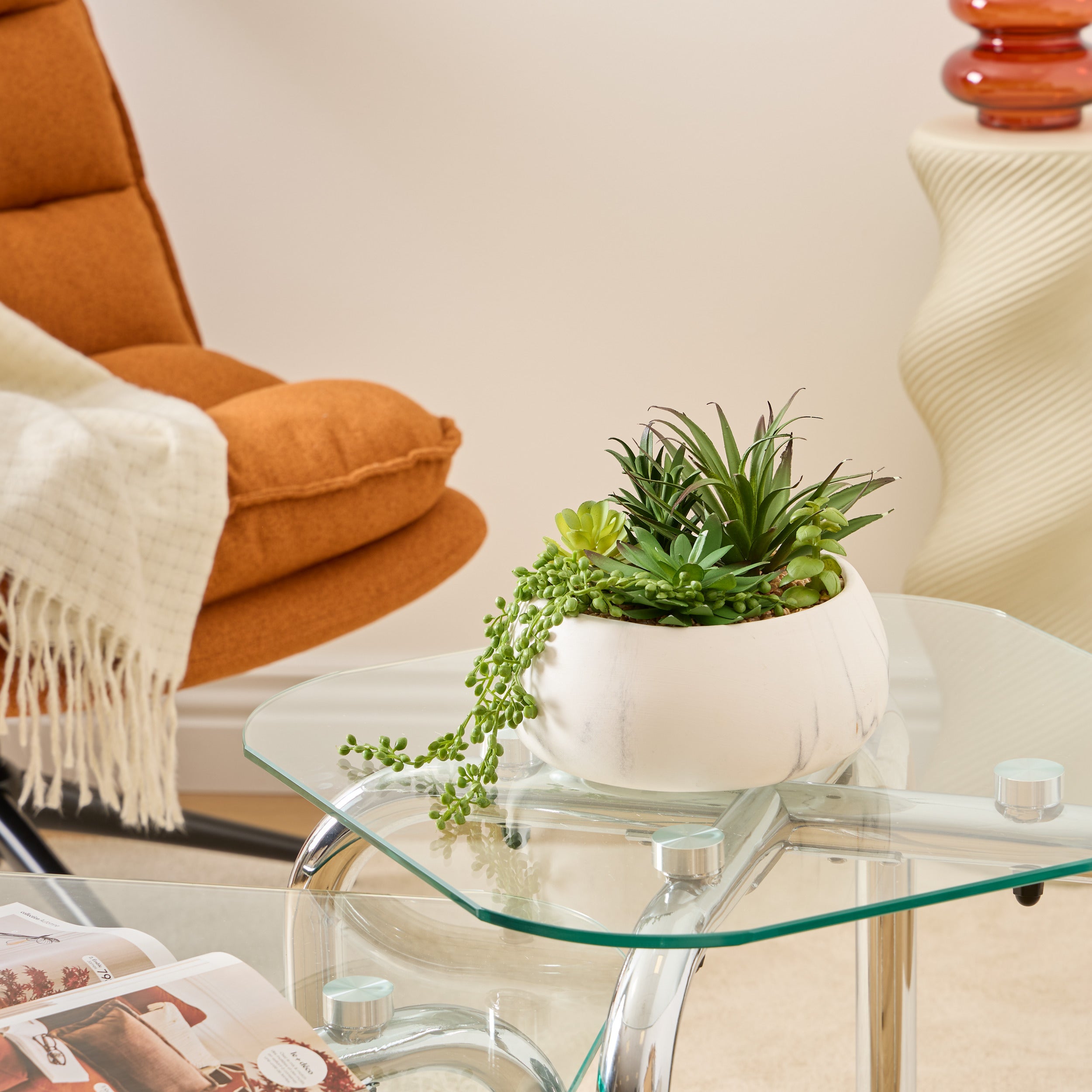 Atmosphère plante artificielle plante suspendue avec pot - 16x16x31cm - noir / vert