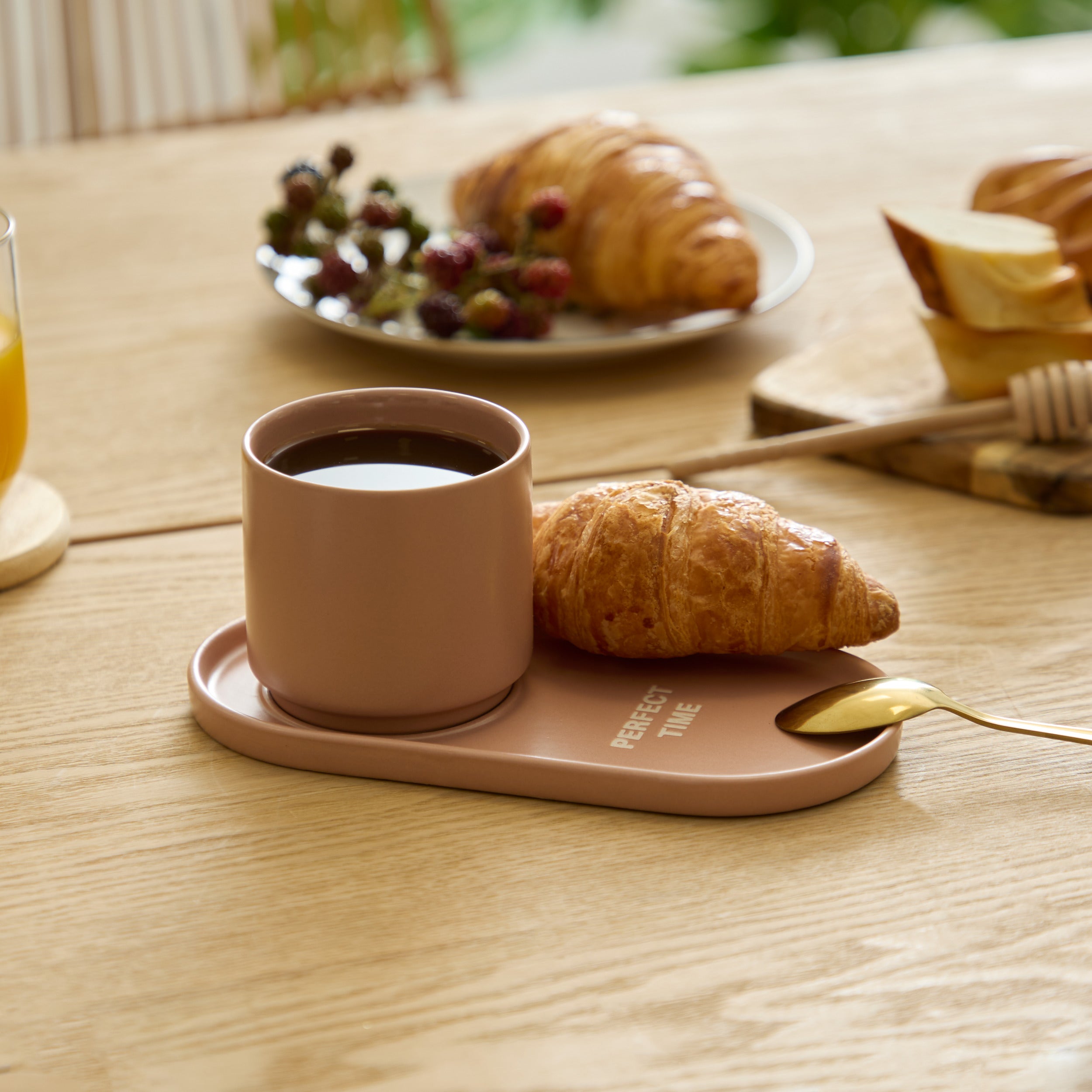 Secret de Gourmet Espresso Kopjes met bordje - Set van 2 stuks - 24cl - Lichtroze/Wit