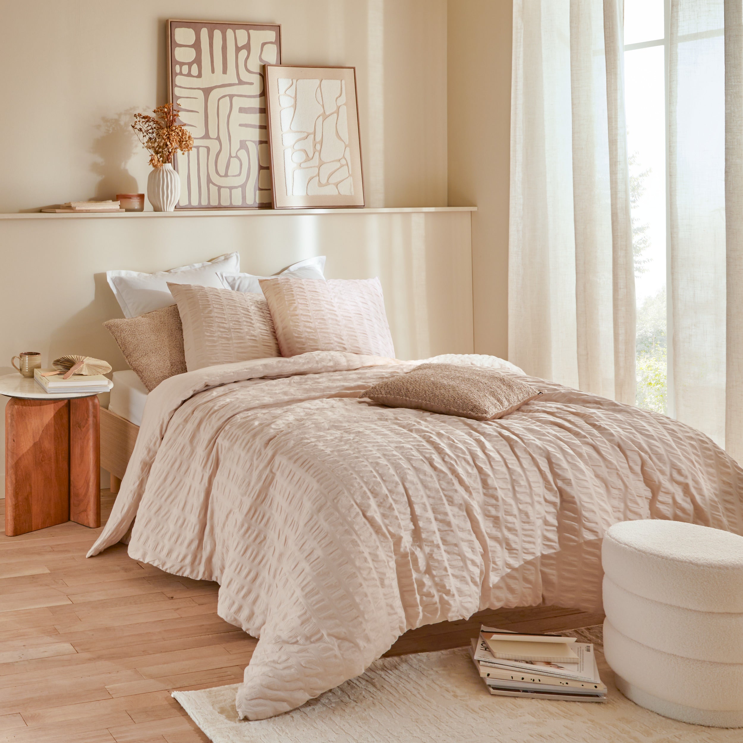 Parure de lit Atmosphera - Dbo 240x220cm + parure taie d'oreiller - Blanc