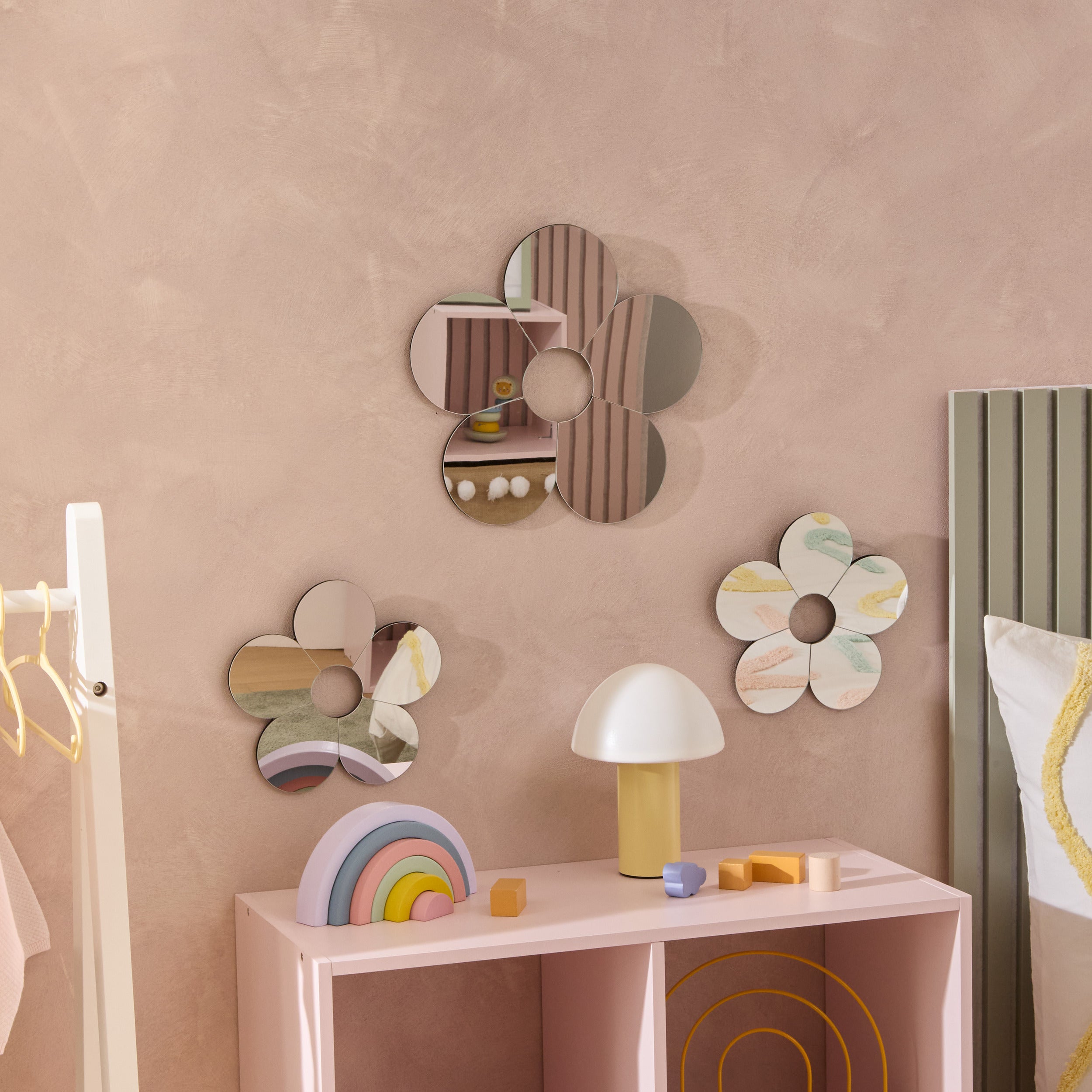 Atmosphera Kids Bloemen Spiegels - Set van 3 stuks - 21x21cm