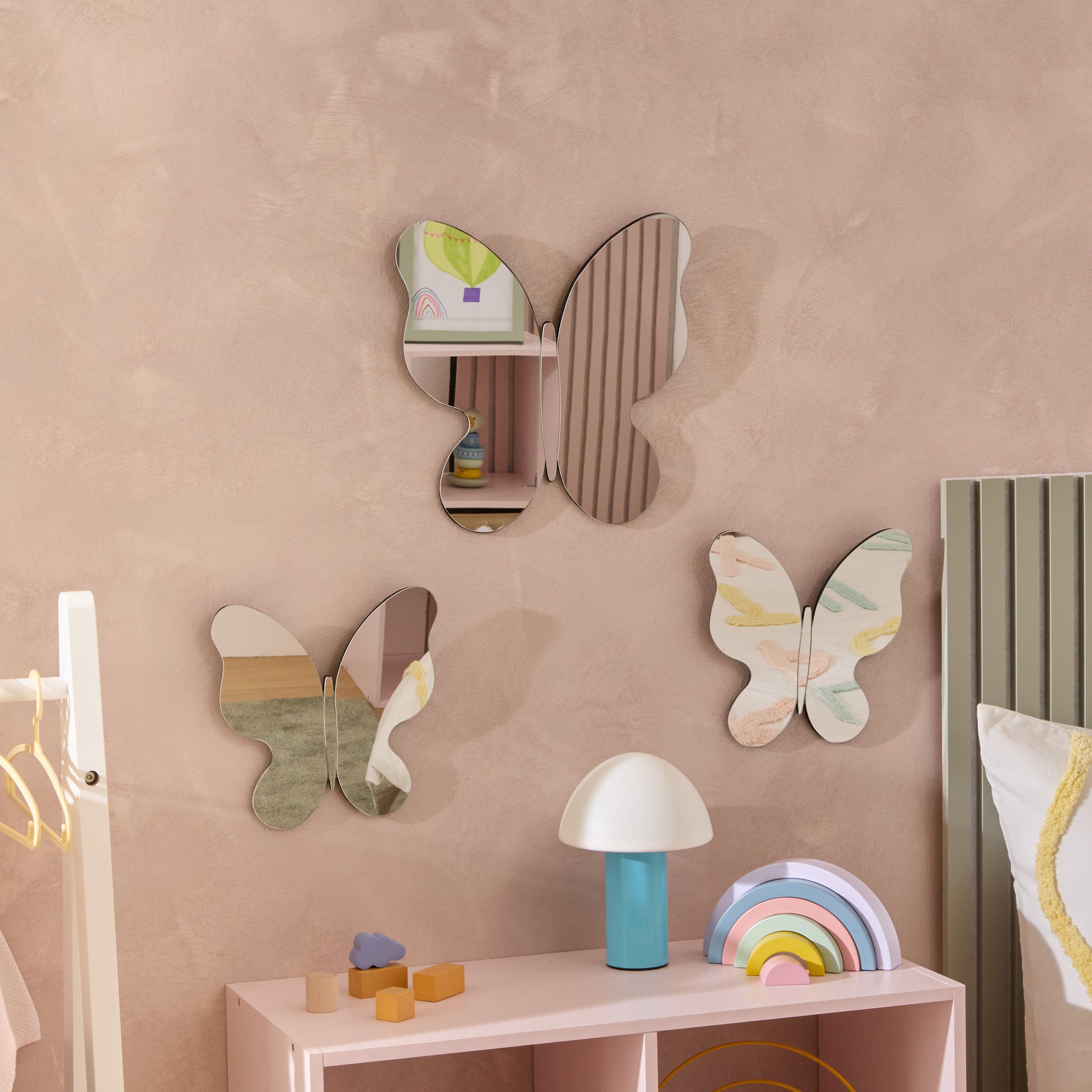 Atmosphera Kids Vlinder Spiegels - Set van 3 stuks - 21x21cm