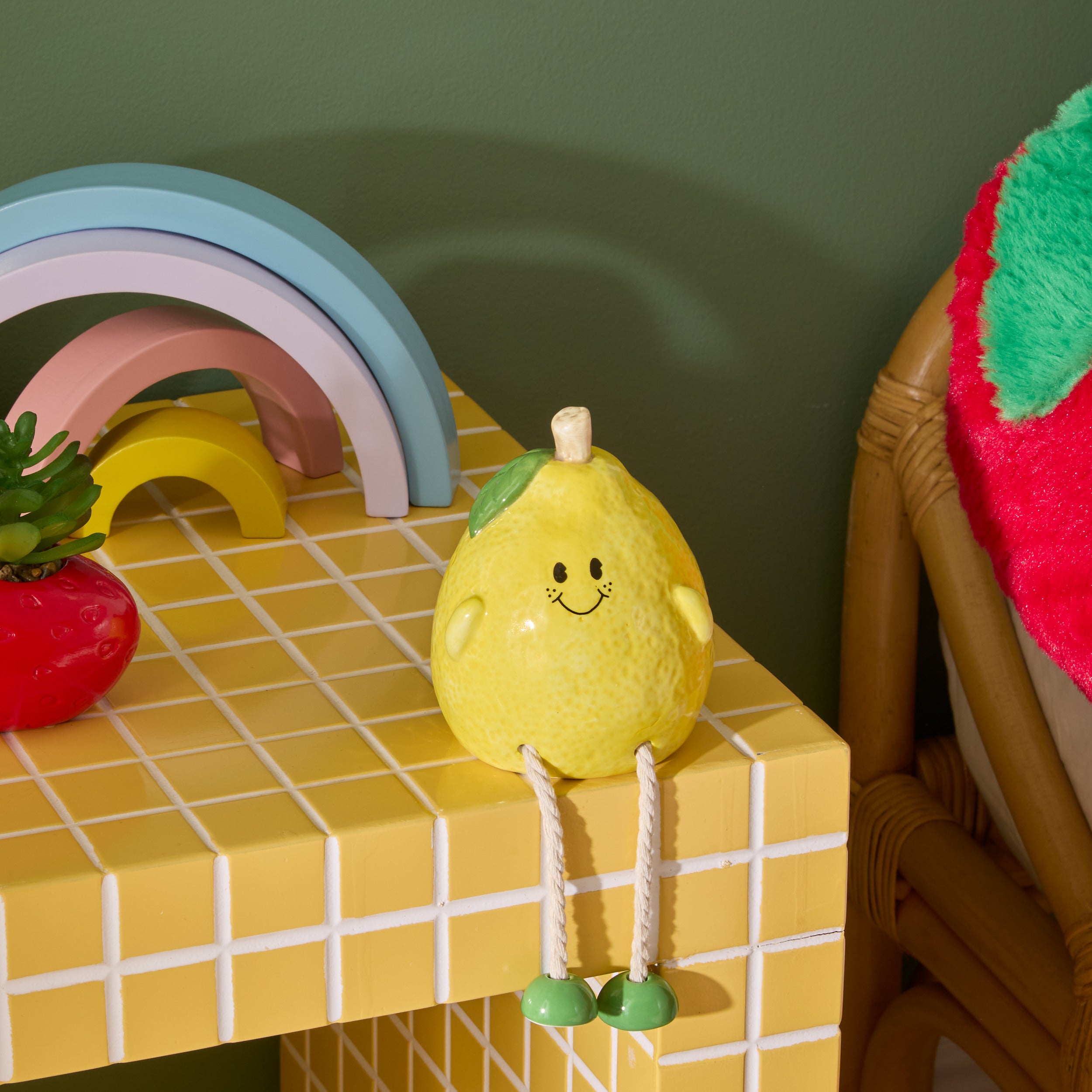 Atmosphera for Kids Spaarpot Citroen - 9x9x18cm - Geel