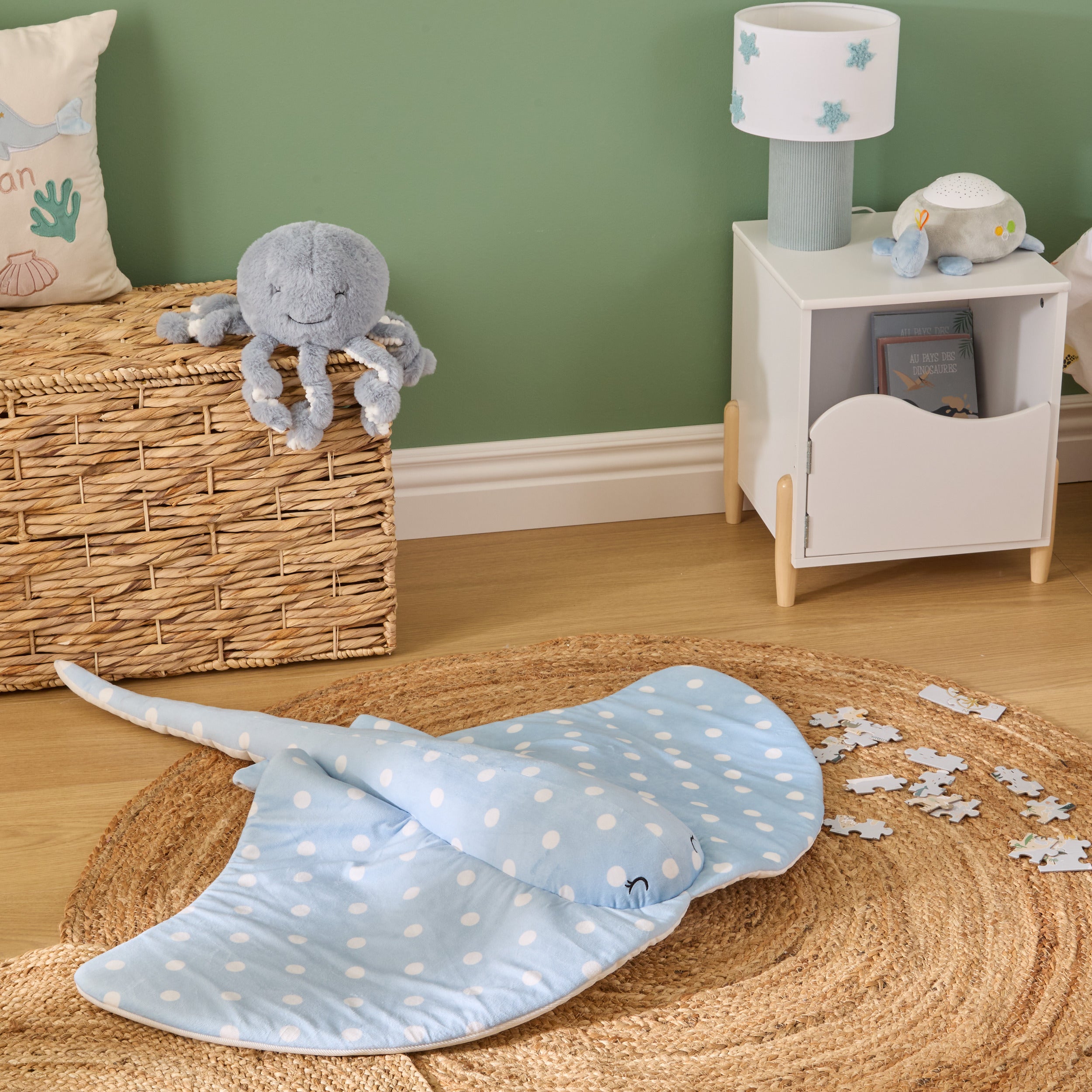 Atmosphera Kids Knuffel Manta XL - 95x90xH10cmcm - Lichtblauw