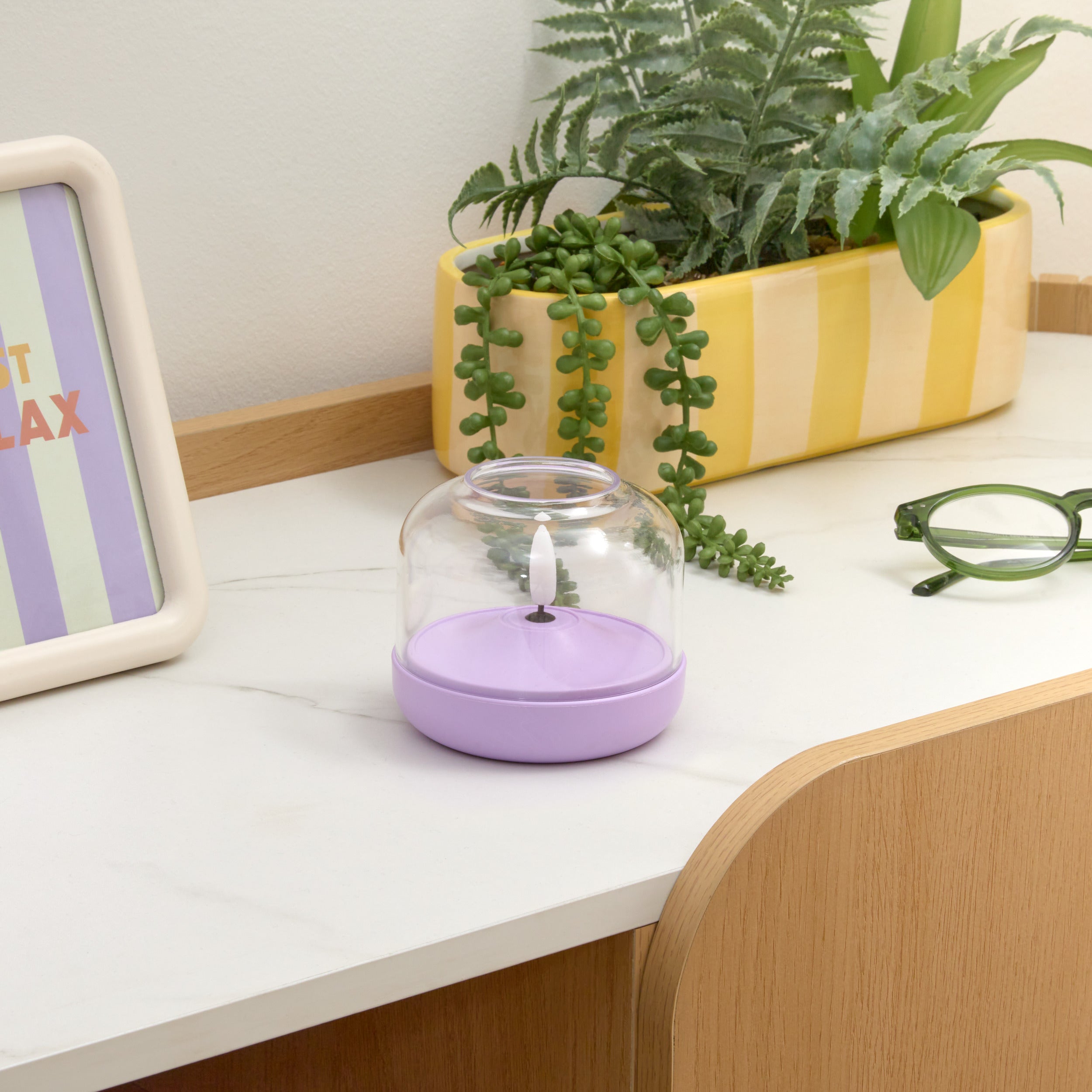 Atmosphera Poolside Bloembak met Kunstplanten - Staand - 31x22x24cm - Geel