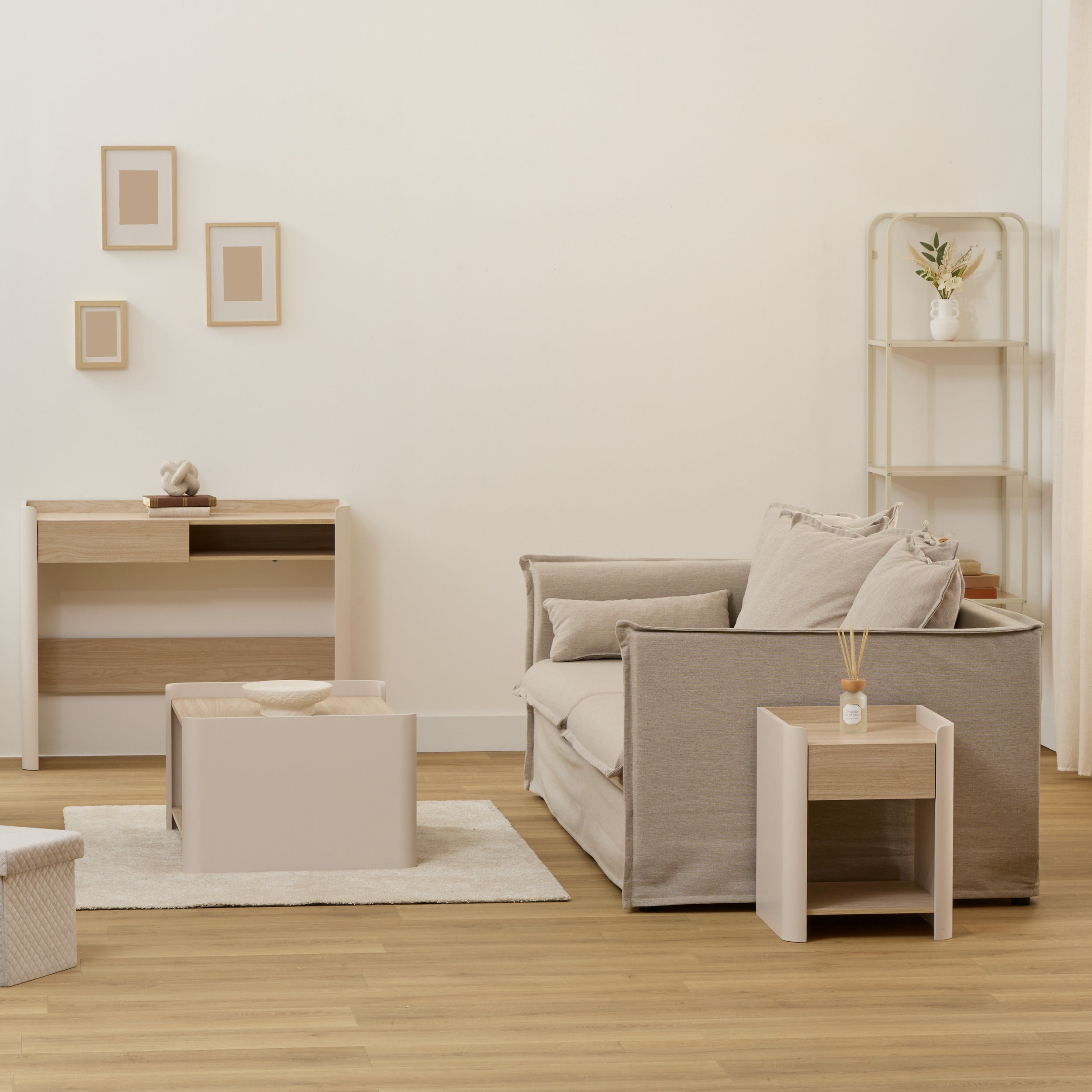 Atmosphera Arty Bedside table with drawer - Side table - Bedside table - Wood and wicker - Nightstand - Comode