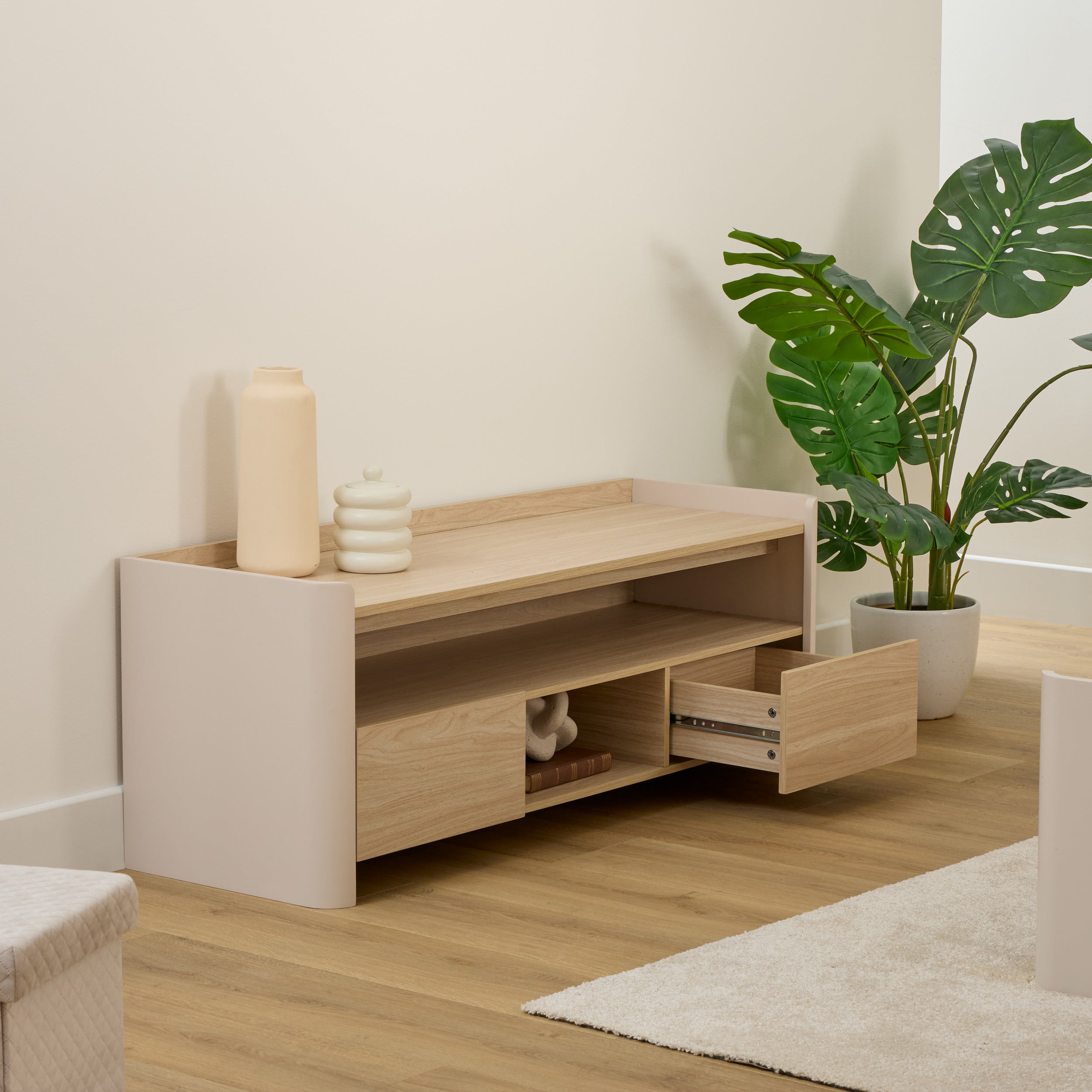 5Five Roundy Tv-meubel 2D-2NIS - 120x40x45cm - Beige