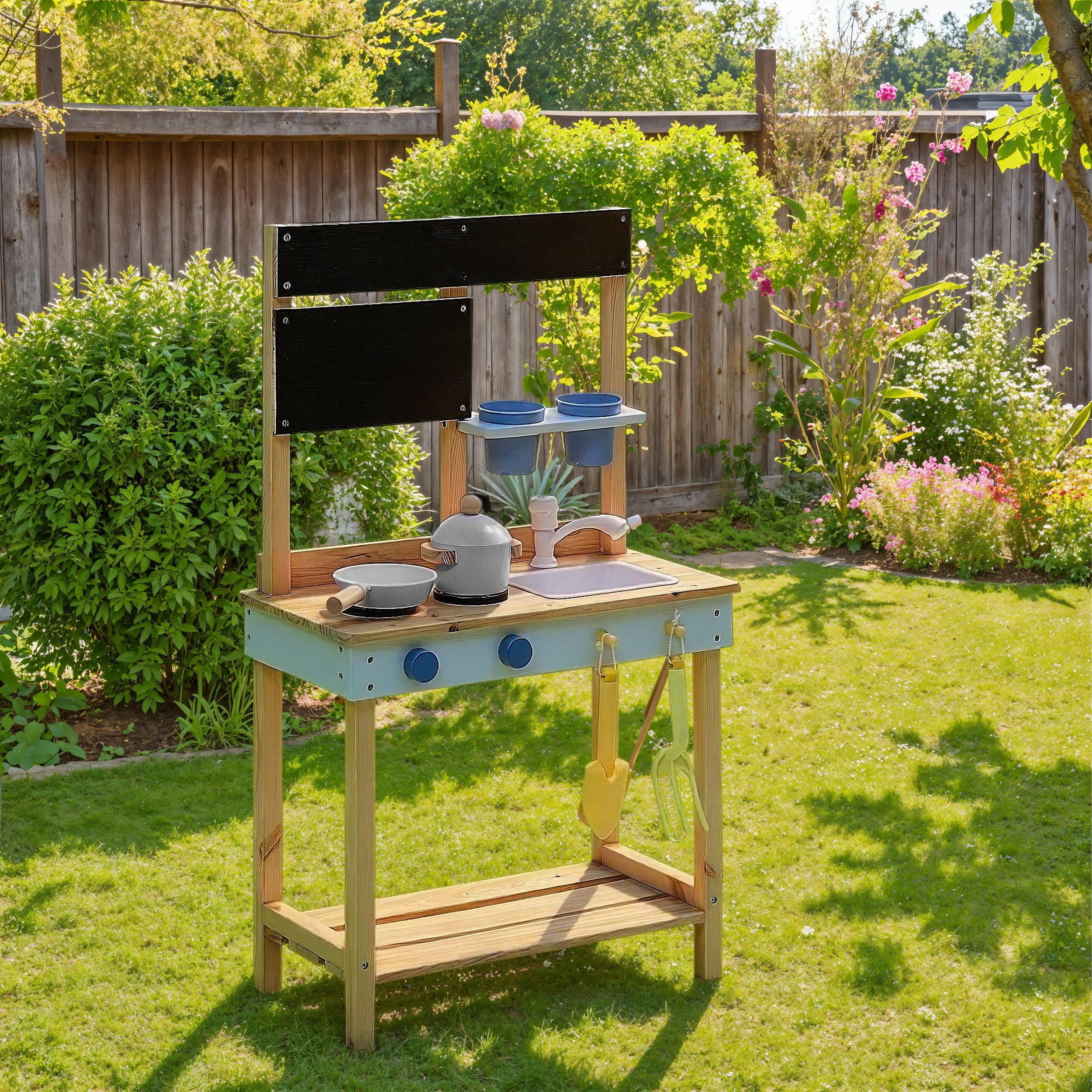 Atmosphera Kids Houten Keuken - Volledig uitgerust houten keukenimitatiespel - Houten speelgoed