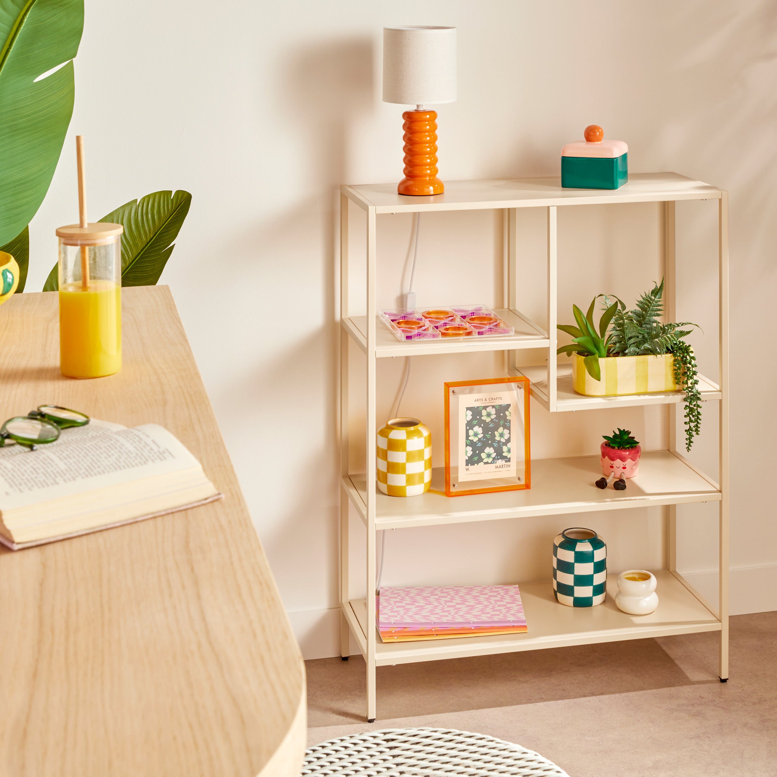 Atmosphera Boekenkast Gota 5 niveaus - 75x30x101cm - Beige