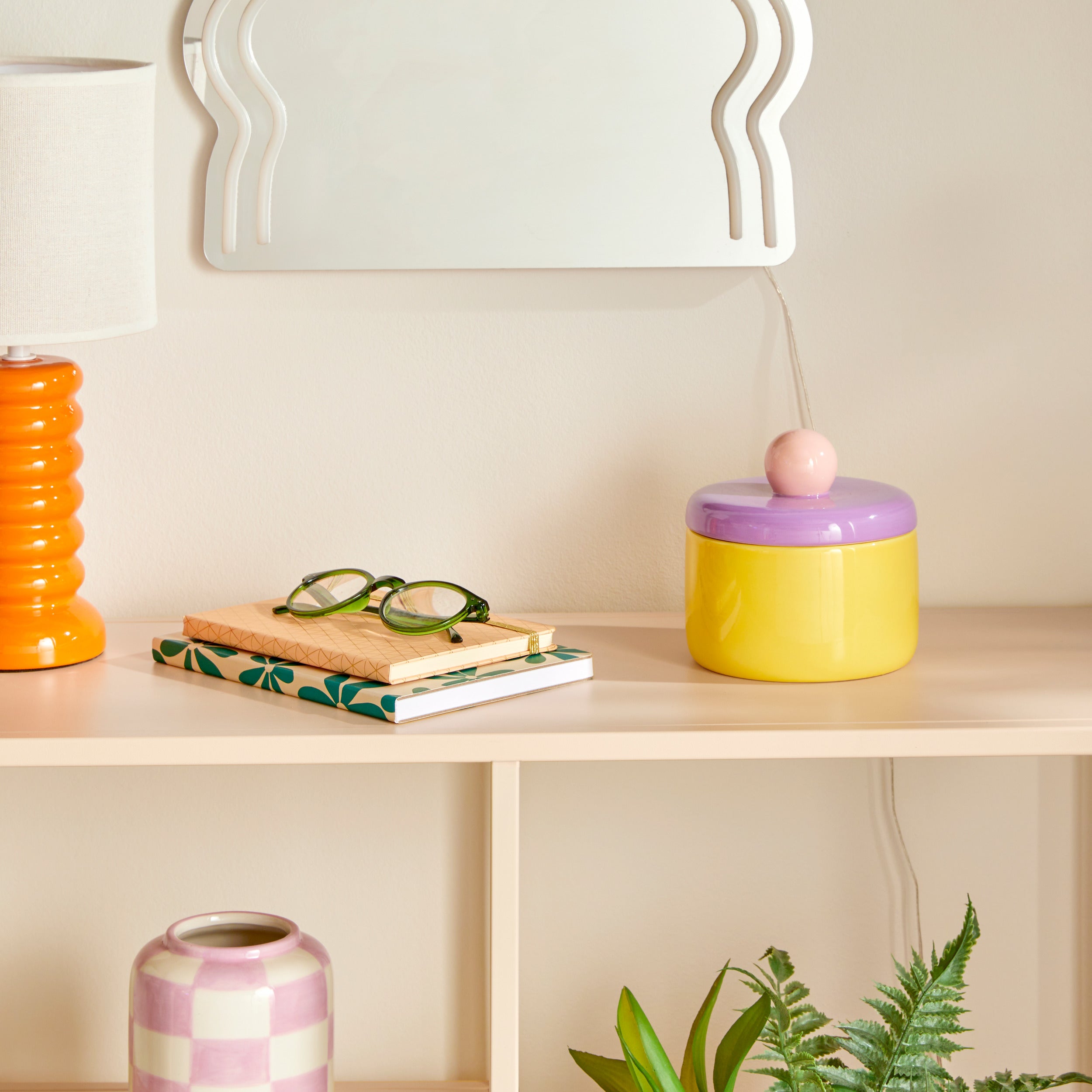 Atmosphera The Pool Side Opbergpotje - Keramiek - Geel/Lila