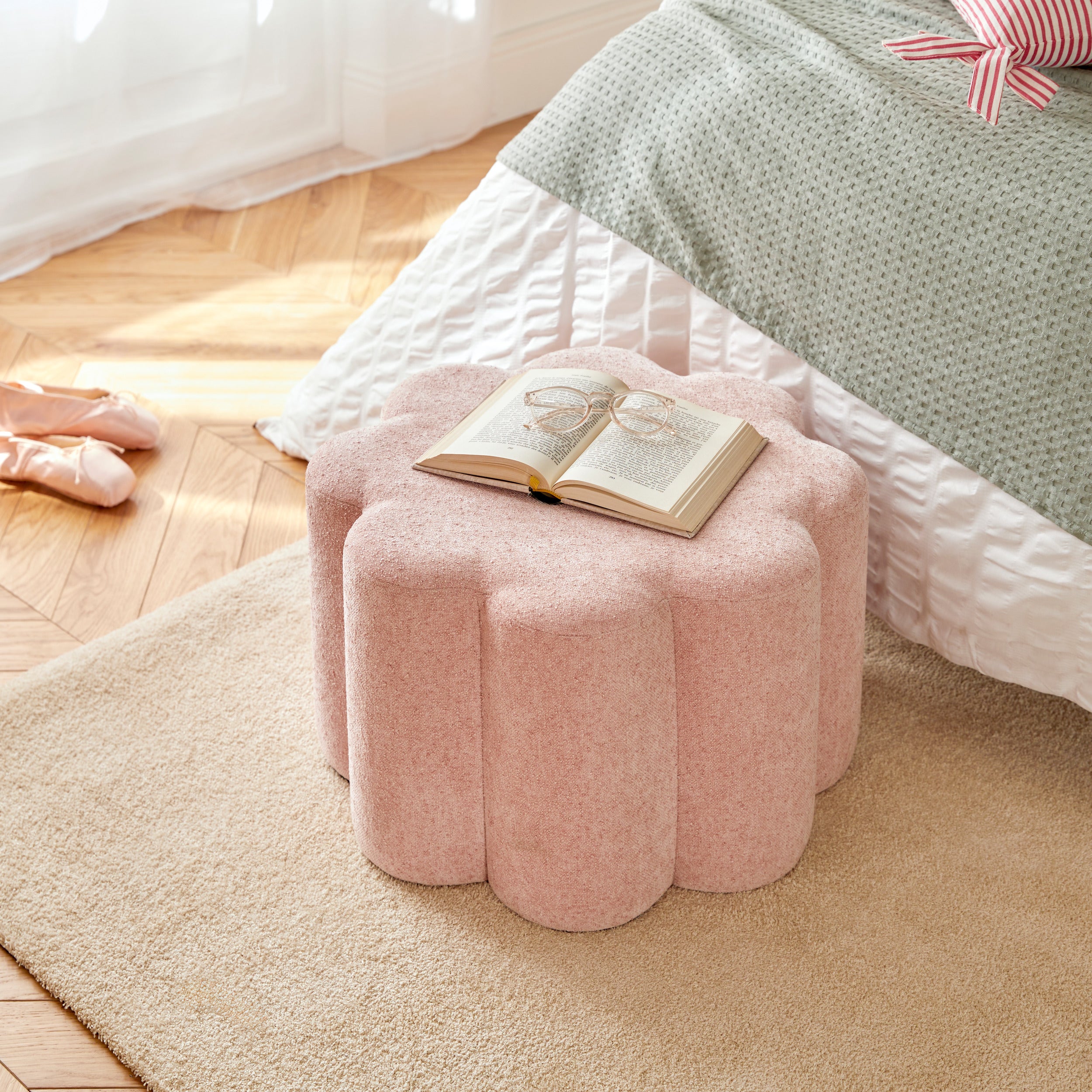 Atmosphera Delor Arty Pouf – Ø36xH40cm – Beige