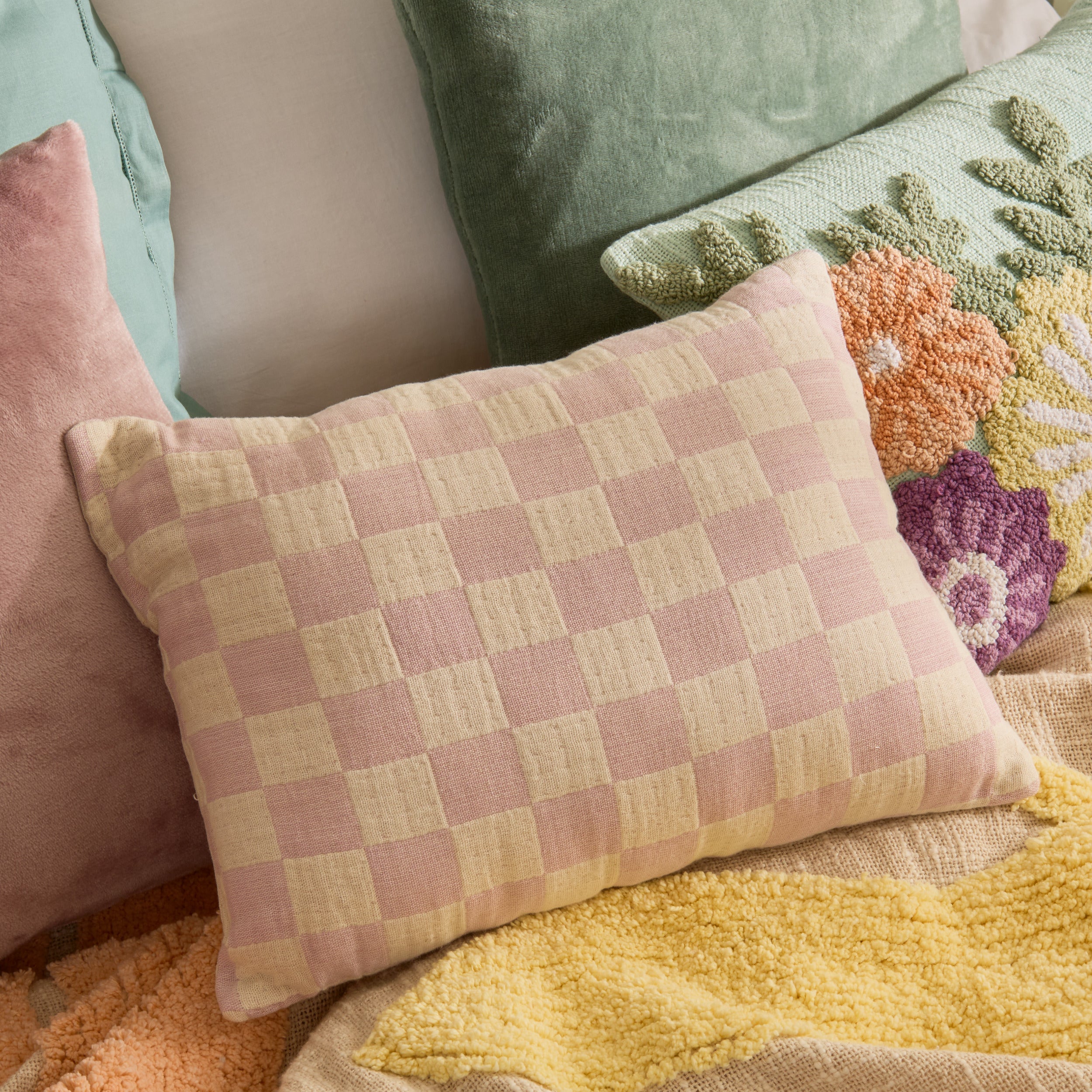 Atmosphera Dambordkussen/Sierkussen - 30x40x6cm - Lila