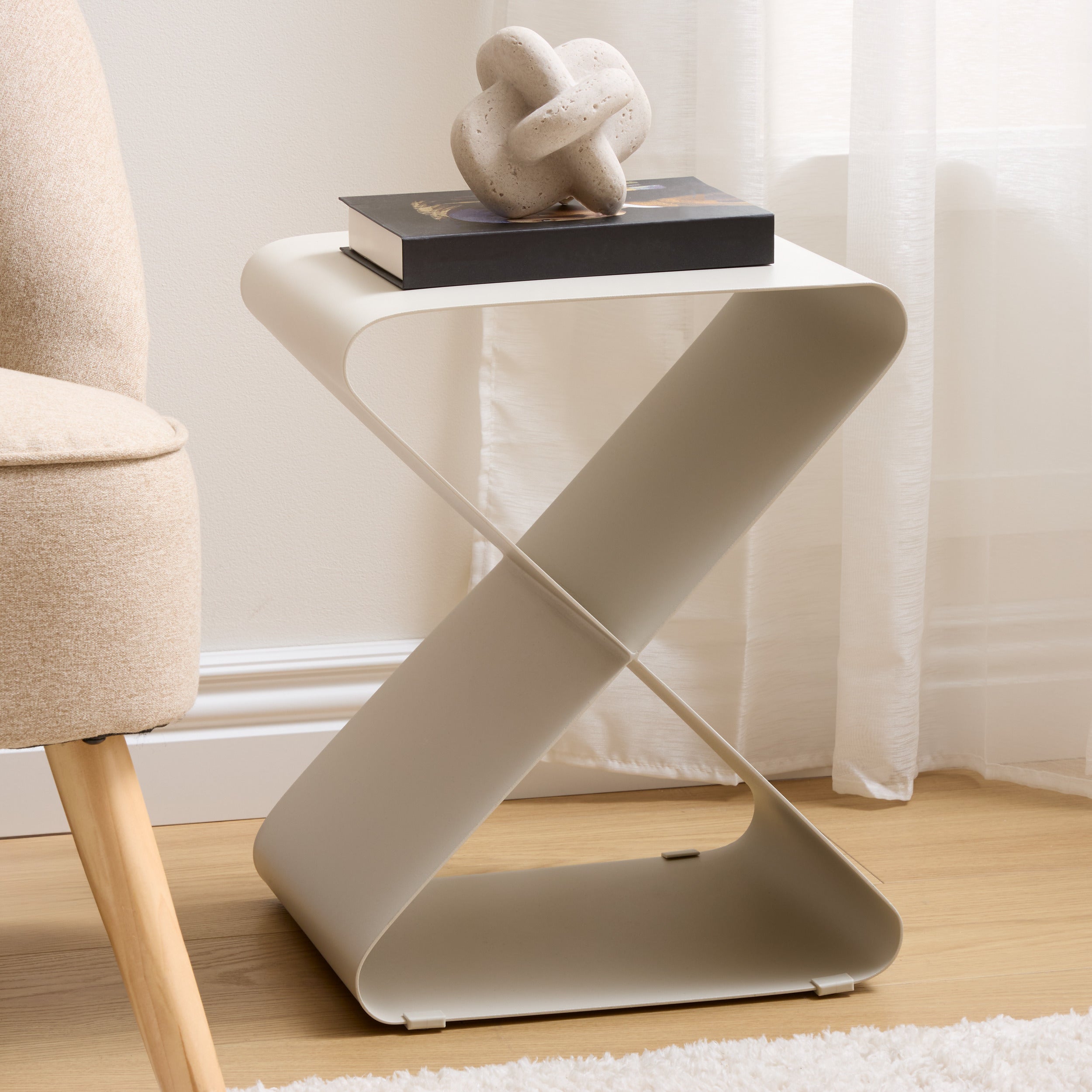 Atmosphera Elder Geometrische Bijzettafel - 36x30x46cm - Beige