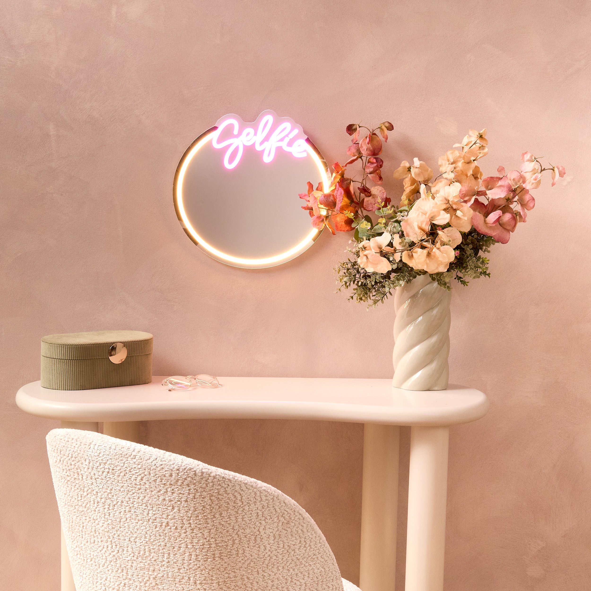 Atmosphera Selfie Spiegel met Neonverlichting - Ø35cm - Multi