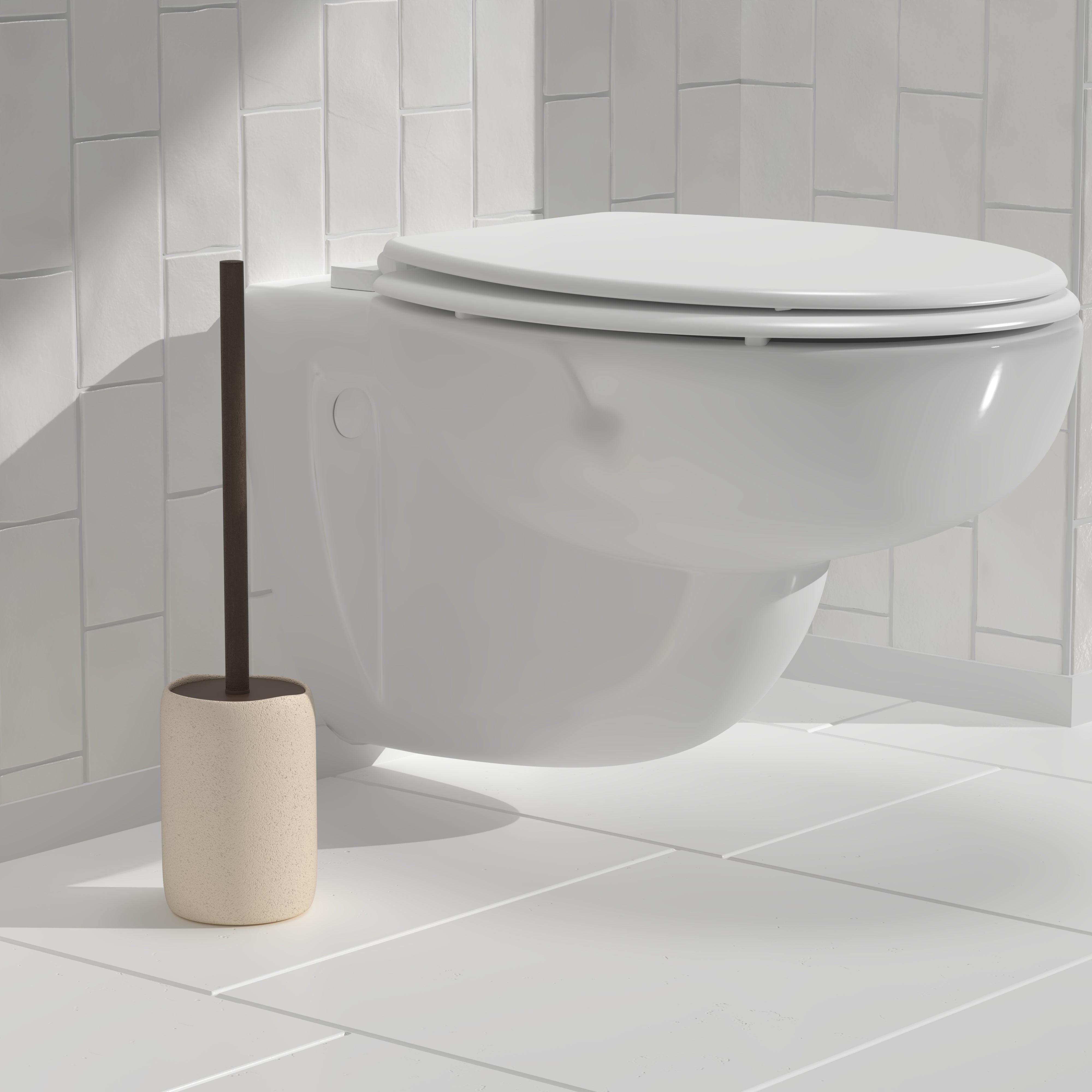 5Five Olea Toiletborstel in houder - Ø10xH42cm - Beige