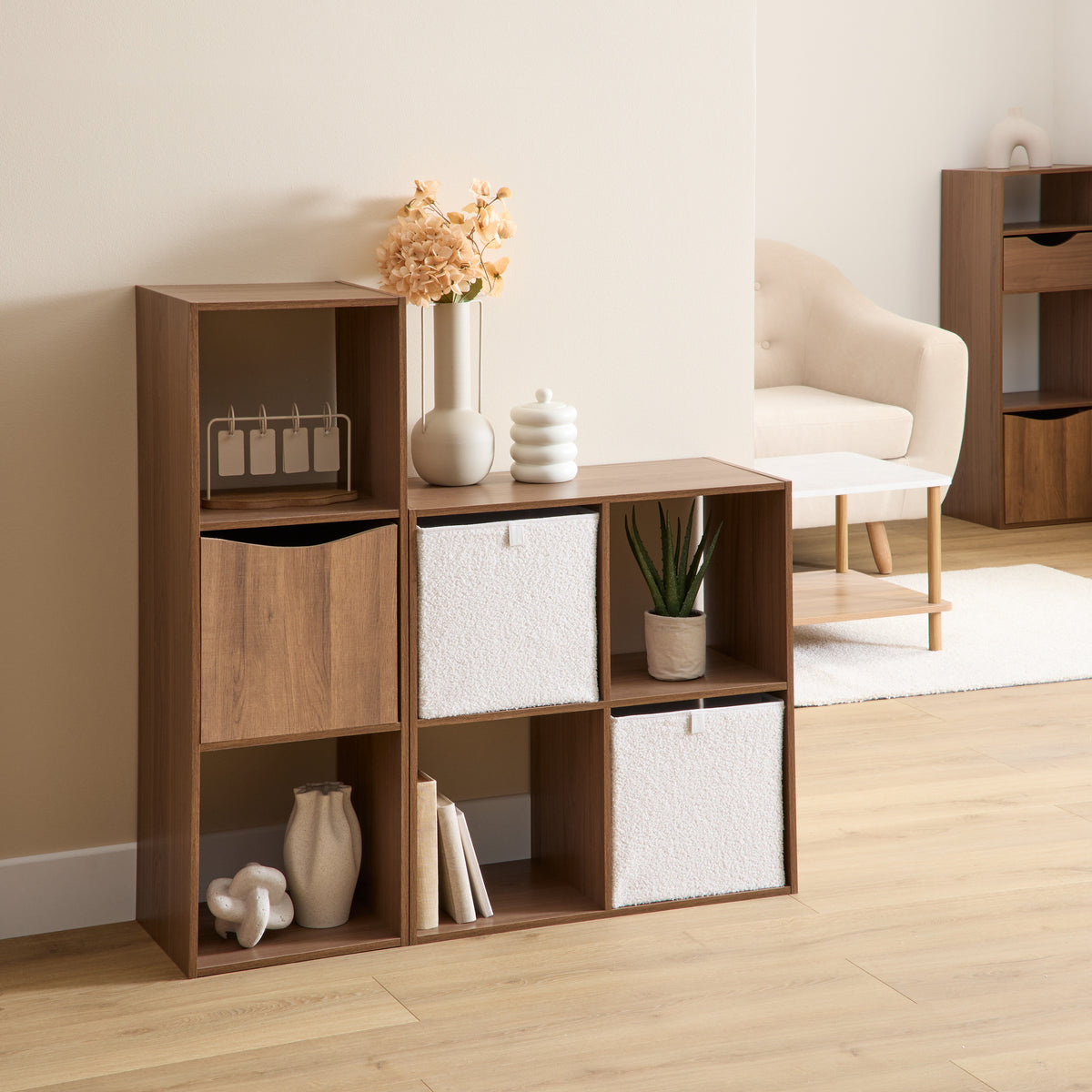 5Five Bookshelf Walnut - 4 Compartments - 68x32x68cm - Brown