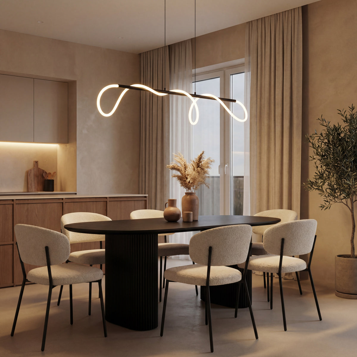 Atmosphera Hanglamp Siveo - 141x25cm - Zwart