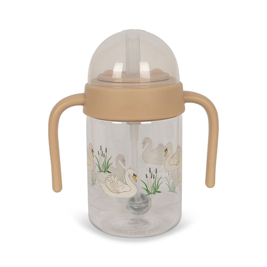 Konges Sløjd Baby drinking cup with straw - Handle - 330 ml - Swan