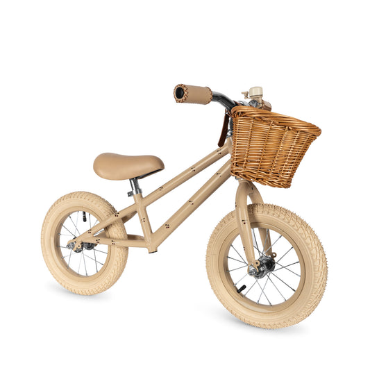 Konges Sløjd Balance bike with bell and wicker basket - Cherry