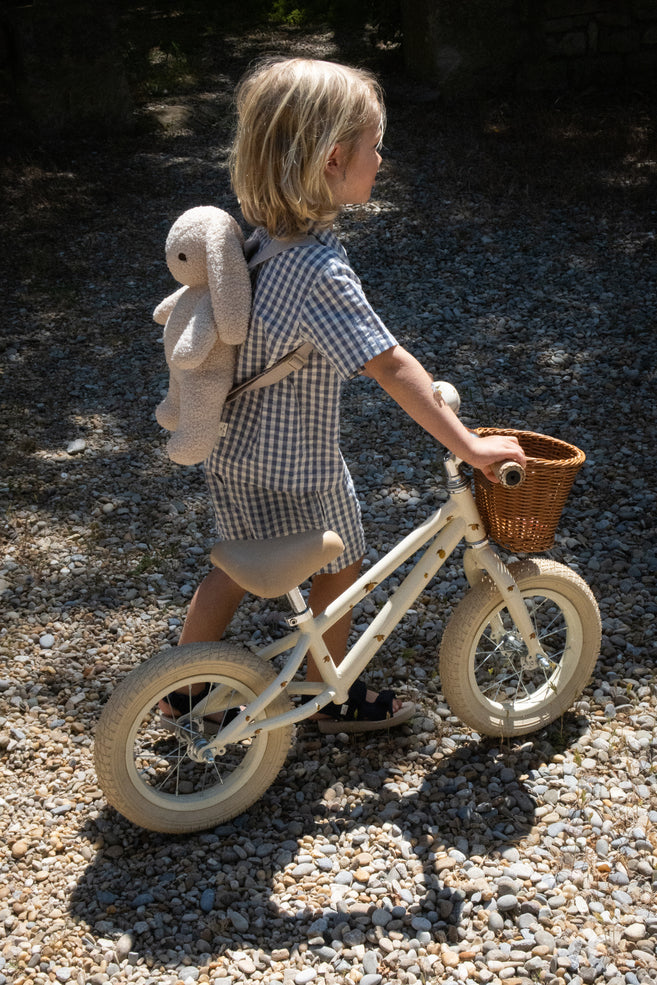 Konges Sløjd Balance bike with bell and wicker basket - Lemon