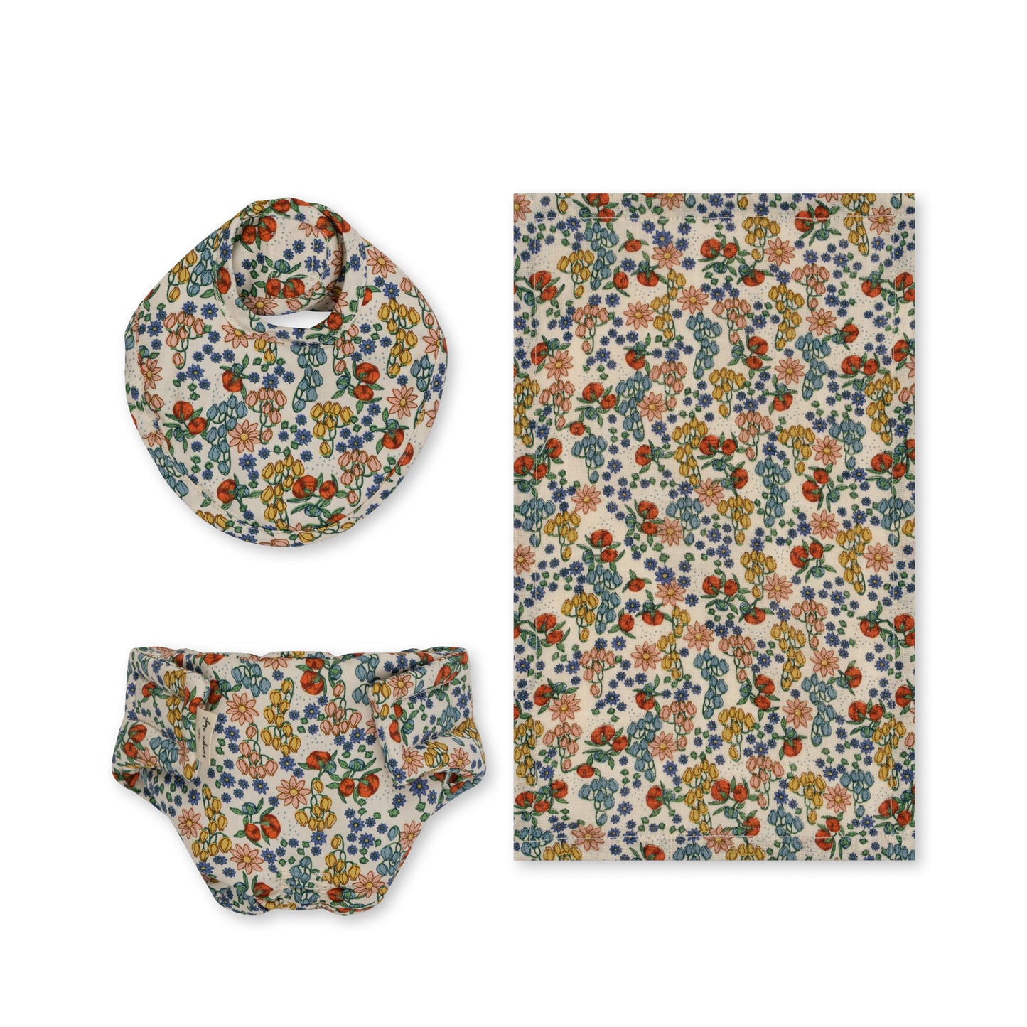 Konges Sløjd Poppen Speelgoed - Slabbetje/Luier/Doek - Katoen - Nursery Set - Bibi Fleur