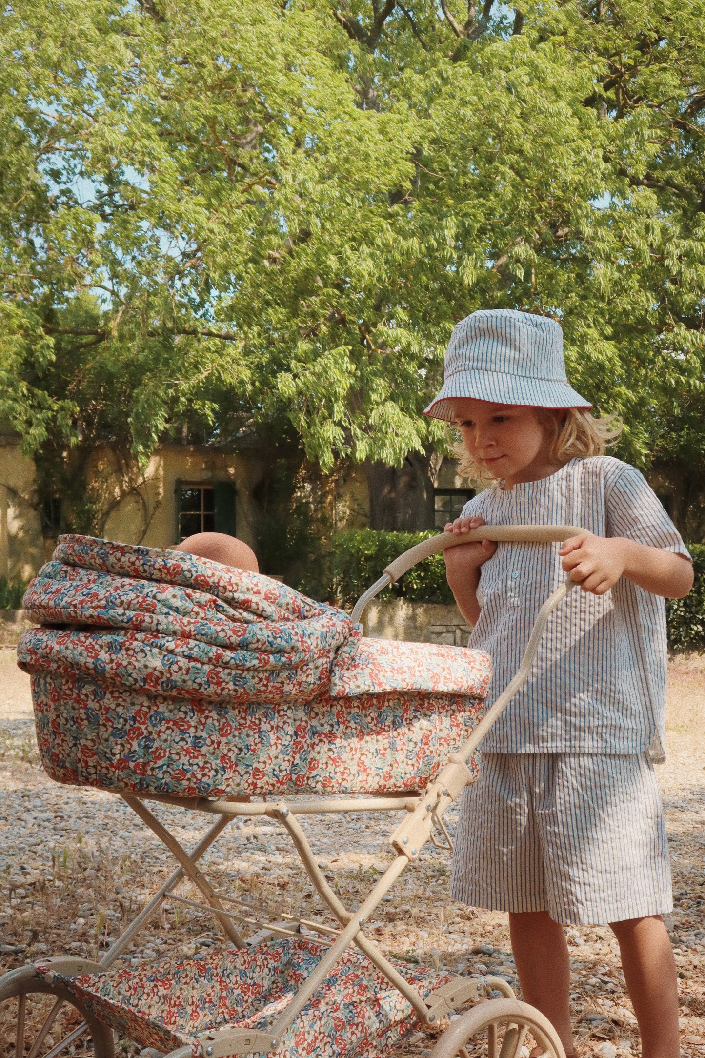 Konges Sløjd Poppenwagen/Doll Pram Vintage - Opvouwbaar - Rosier Rouge