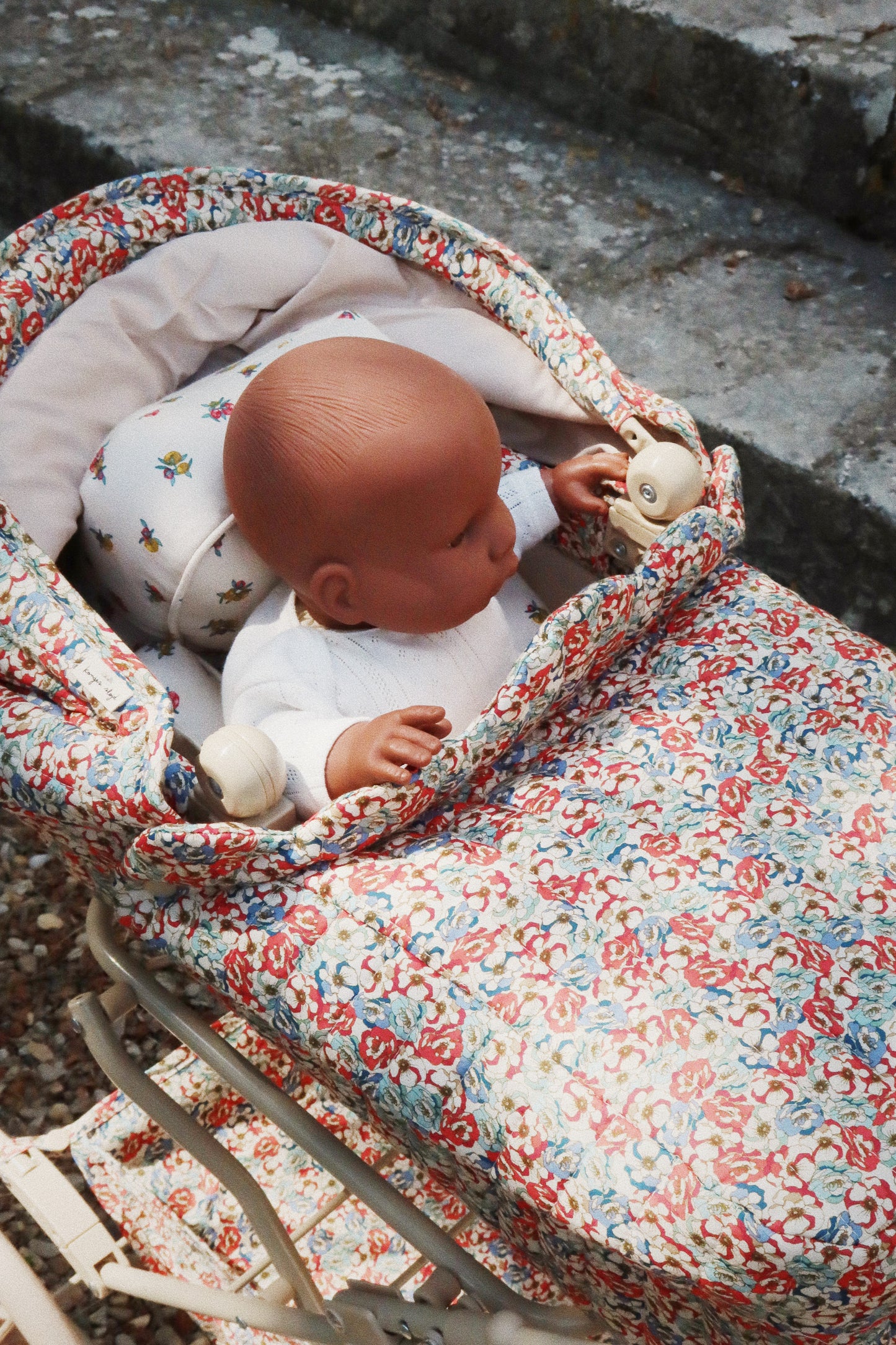 Konges Sløjd Poppenwagen/Doll Pram Vintage - Opvouwbaar - Rosier Rouge