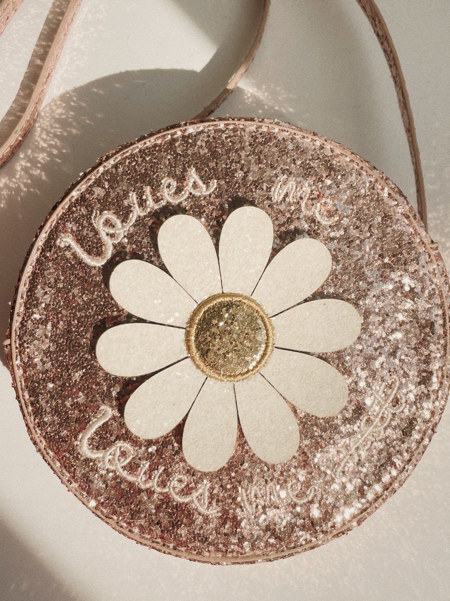 Konges Sløjd Daisy Schoudertasje met glitter - Cameo Rose