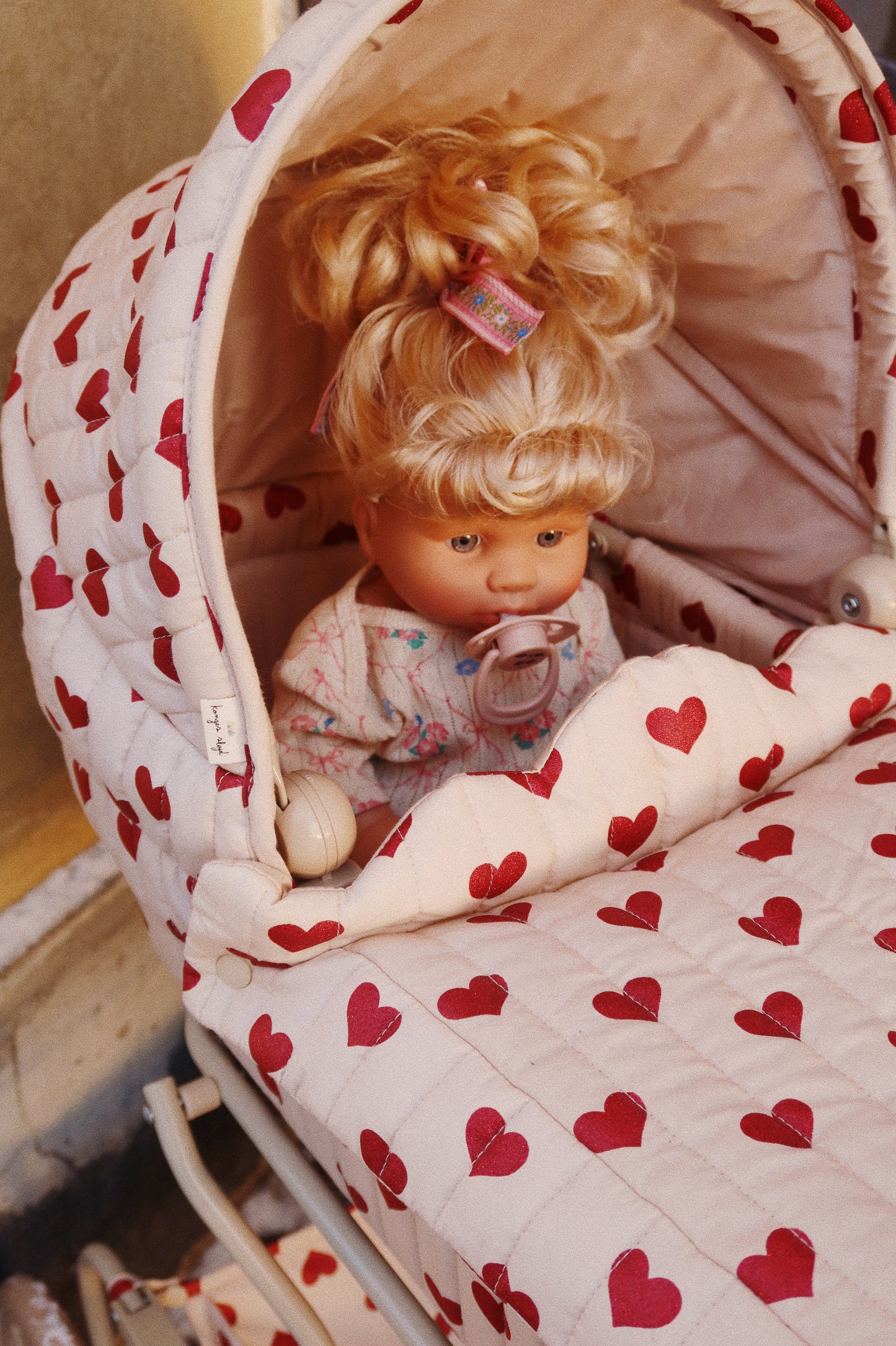 Konges Sløjd Poppenwagen/Doll Pram Vintage - Opvouwbaar - Amour Rouge