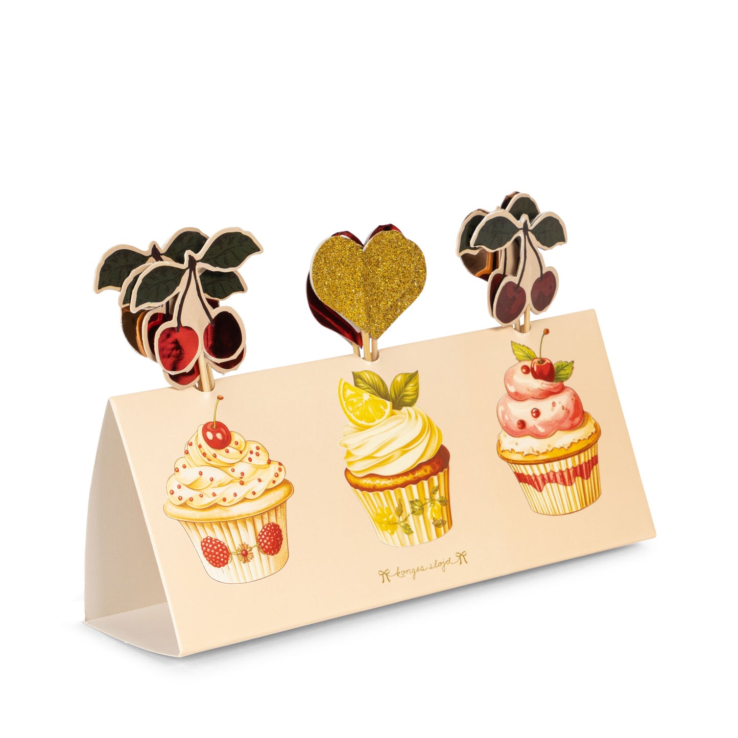 Konges Sløjd Happy Birthday kit - Bekers, ballon, slinger, servetten, taarttopper, pompon - Cherry