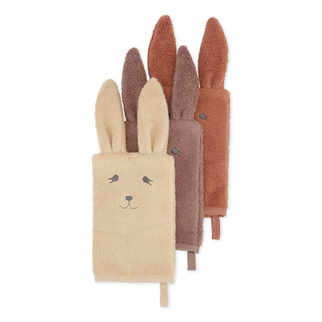 Konges Sløjd Washandjes set van 3 stuks - Bunny