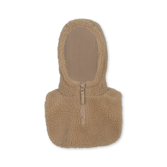 Konges Sløjd Cache-cou Teddy avec chapeau - 2 en 1 - Oxford beige