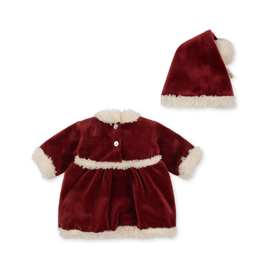 Konges Sløjd Robe de Noël avec chapeau pour poupées - vêtements de poupée - Jolly Red