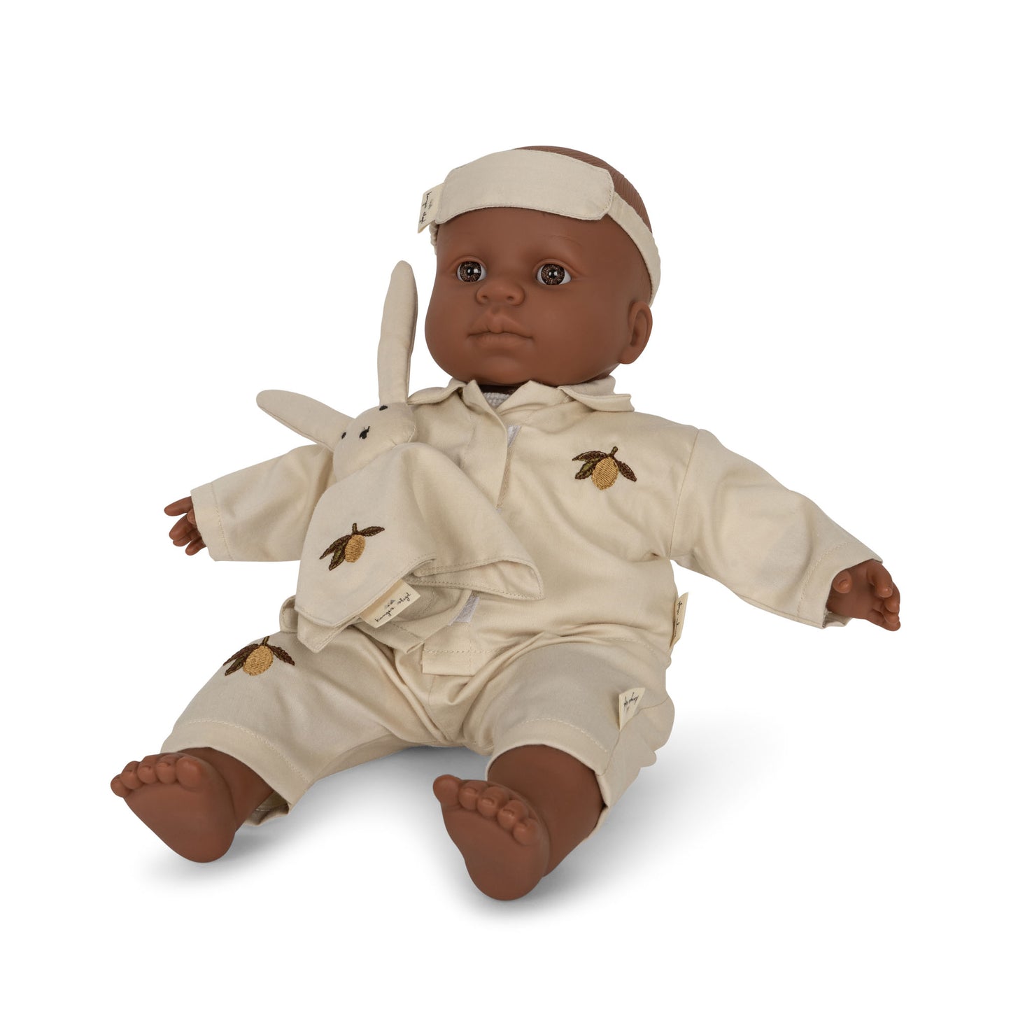 Konges Sløjd Gerd goes to bed - Pajama set with bunny cuddly toy and eye cover for baby doll - Seedpearl