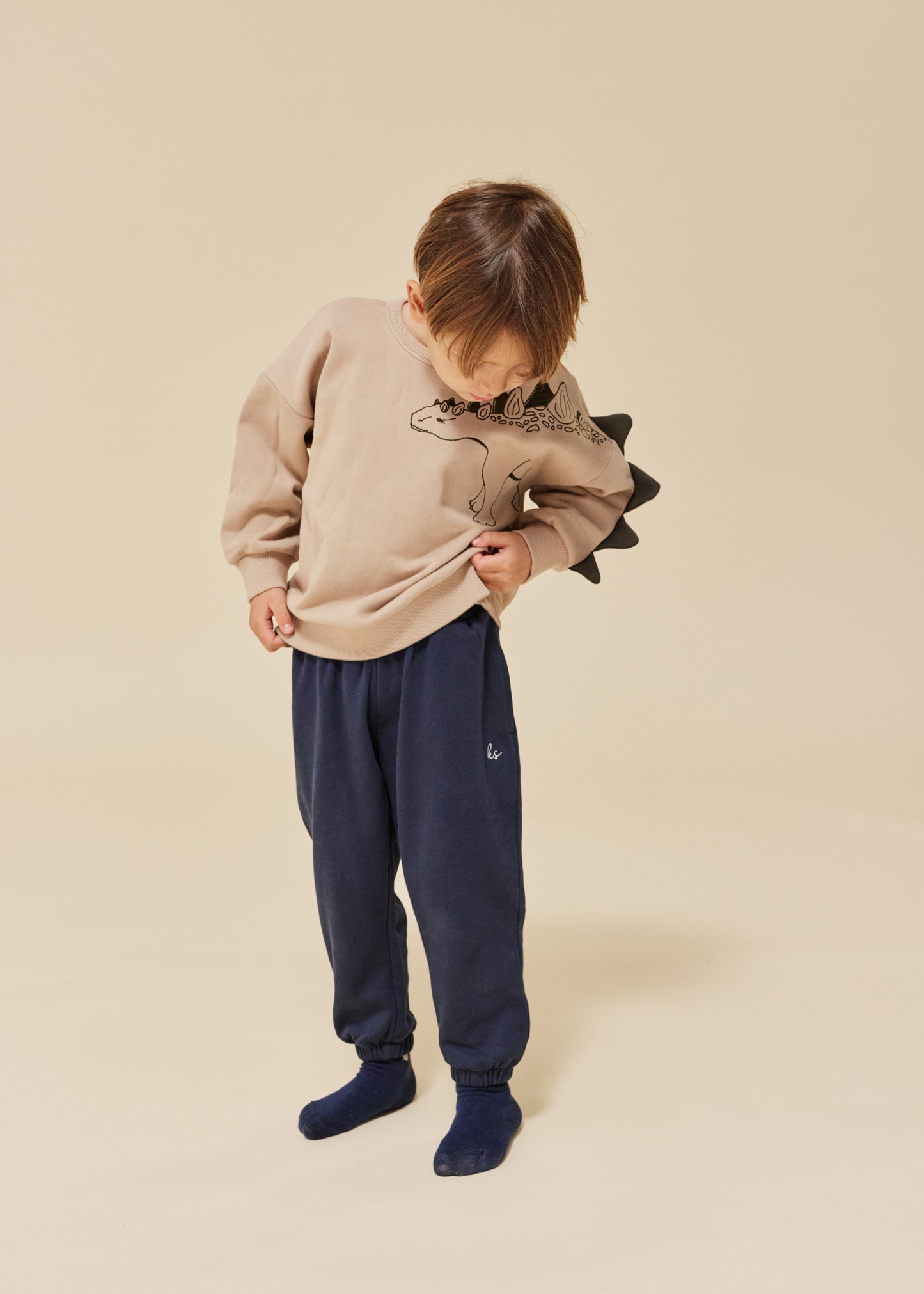 Konges Sløjd Lou Sweatshirt/Trui Animal Spike Dino - Oxford Tan