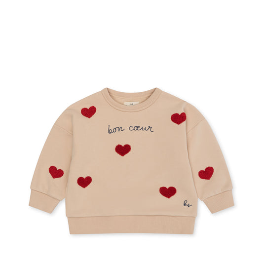 Konges Sløjd Lou Sweatshirt/Sweater with hearts - Shifting Sand