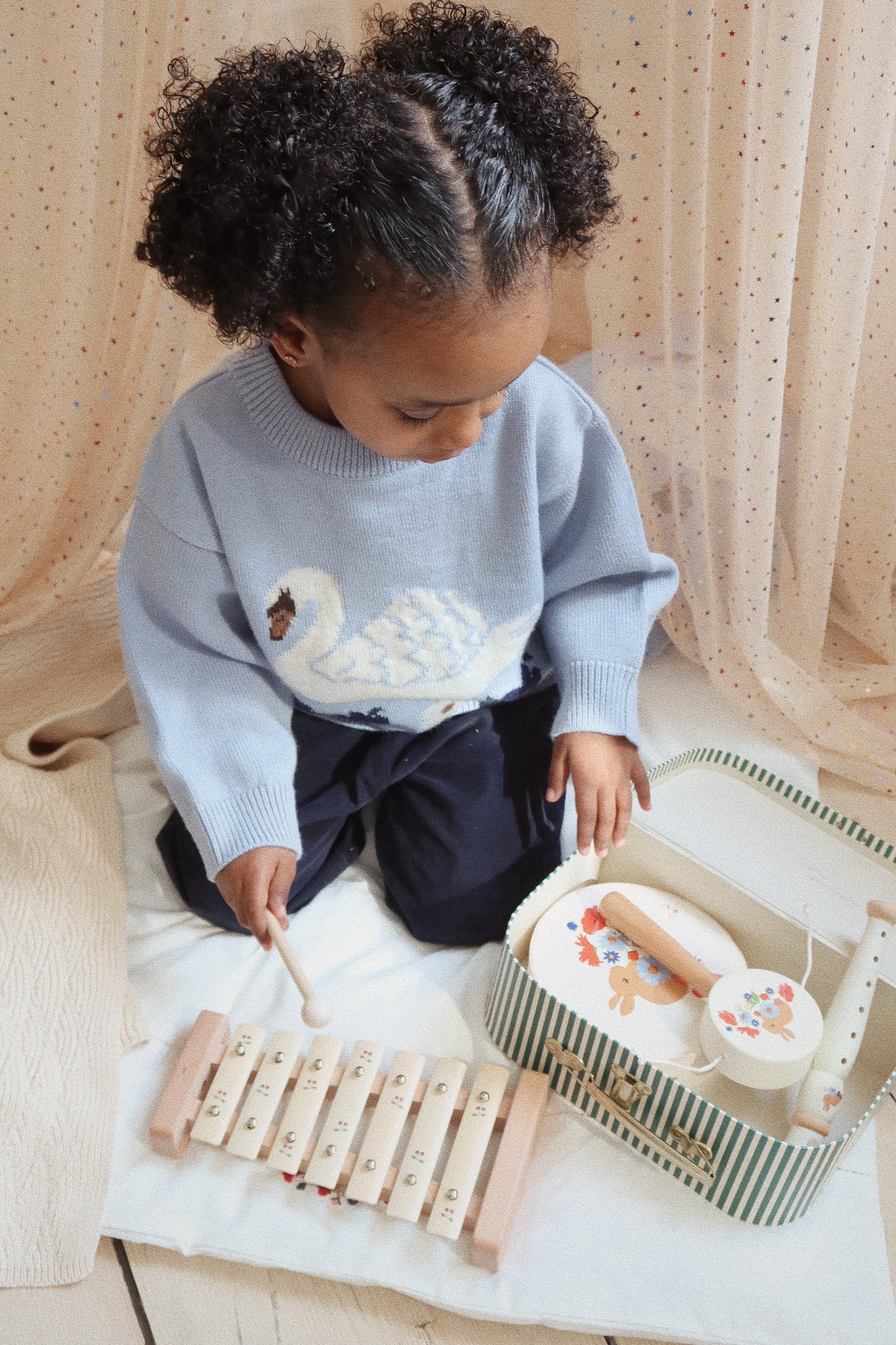 Konges Sløjd Xylophone en bois avec 7 touches métalliques - Cerise