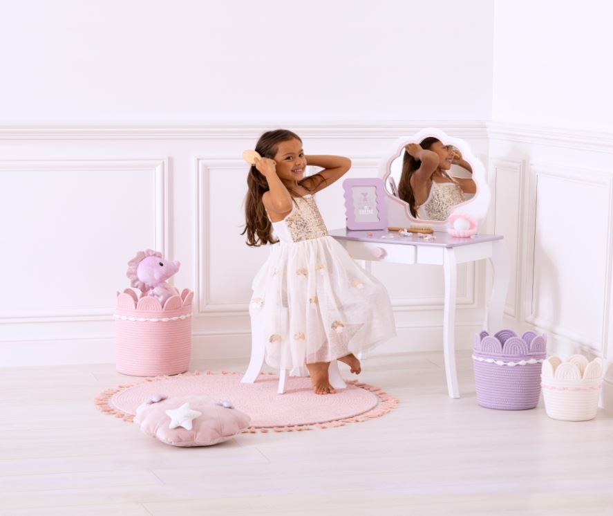 Atmosphera Kids Coiffeuse Sirène avec tabouret et miroir - Blanc/Violet