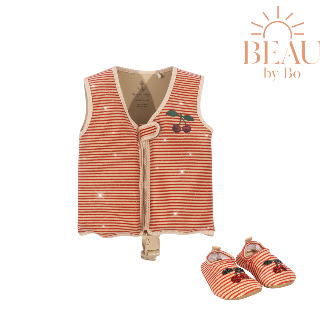 BEAU by Bo Konges Sløjd life jacket + swimming shoe Glitter stripe