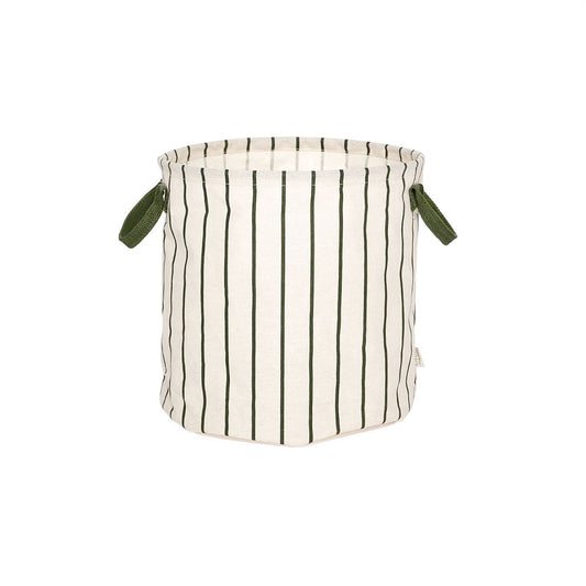 OYOY Raita laundry basket/Laundry basket with stripes M - Green/Off White