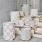 OYOY Chess laundry basket/Laundry basket with blocks M - Clay/Off White