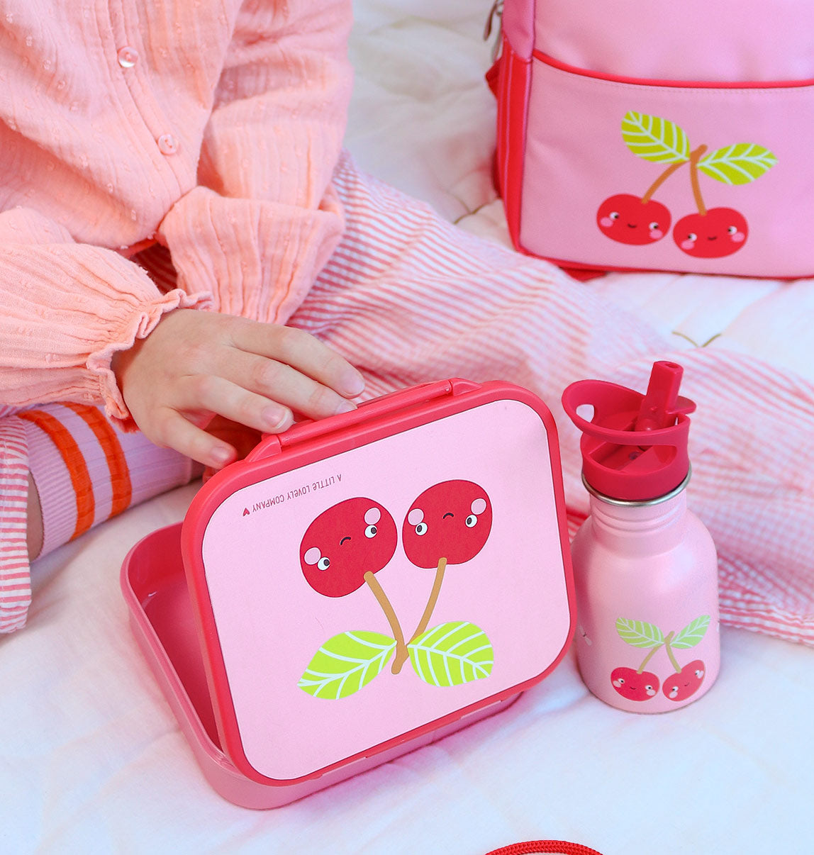 A Little Lovely Company Back to School Set - Drinking bottle XL Stainless Steel/Bentobox - Joy