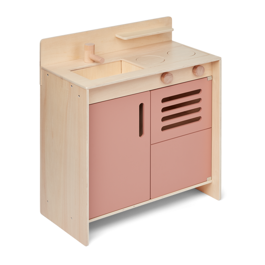 Liewood Mario Wooden Play Kitchen - Plateau à pompe, « plateau de cuisson », « four » et espace de rangement - Toscane Rose